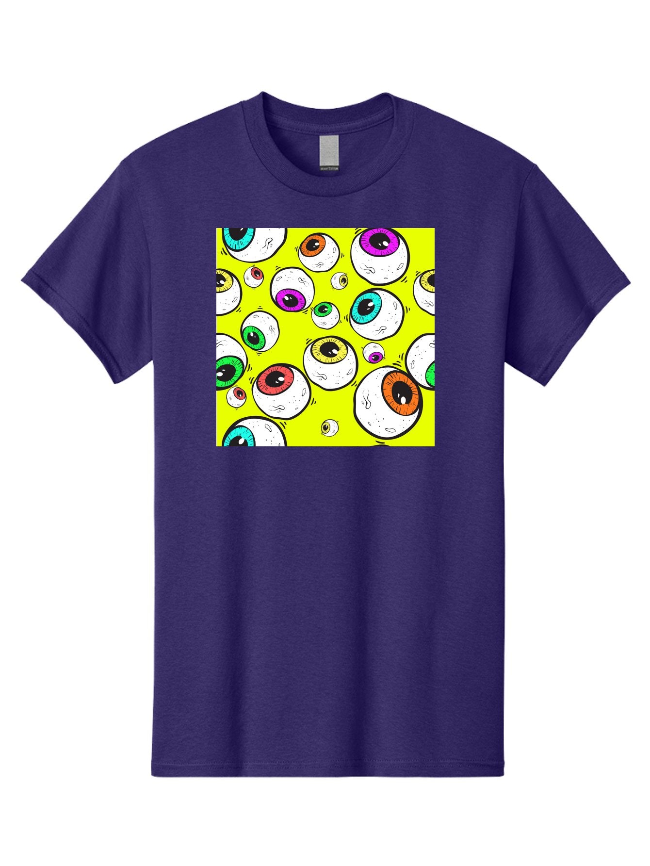 Colorful-Eyeballs Men'S Graphic Tee, 100% Cotton, Comfortable Casual Summer Wear, Machine Washable, Cartoon Eyeballs, Colorful Eyes, Vibrant Colors, Pop Art, Playful Graphics, Quirky Design, Eye-Catching Visuals, Fun Illustration, Aac386 13