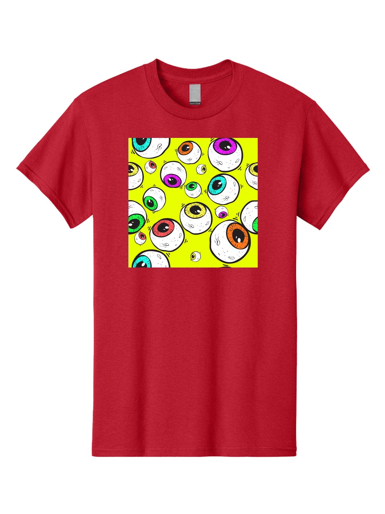 Colorful-Eyeballs Men'S Graphic Tee, 100% Cotton, Comfortable Casual Summer Wear, Machine Washable, Cartoon Eyeballs, Colorful Eyes, Vibrant Colors, Pop Art, Playful Graphics, Quirky Design, Eye-Catching Visuals, Fun Illustration, Aac386 9