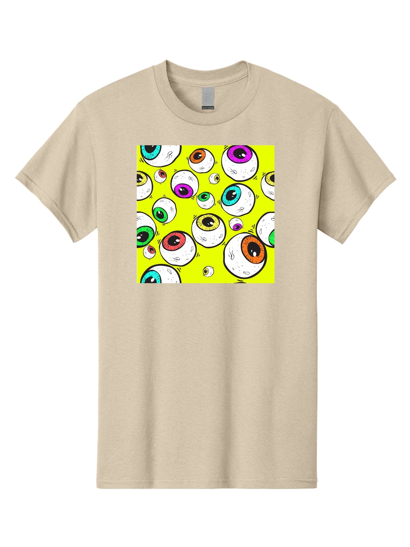 Colorful-Eyeballs Men'S Graphic Tee, 100% Cotton, Comfortable Casual Summer Wear, Machine Washable, Cartoon Eyeballs, Colorful Eyes, Vibrant Colors, Pop Art, Playful Graphics, Quirky Design, Eye-Catching Visuals, Fun Illustration, Aac386 12