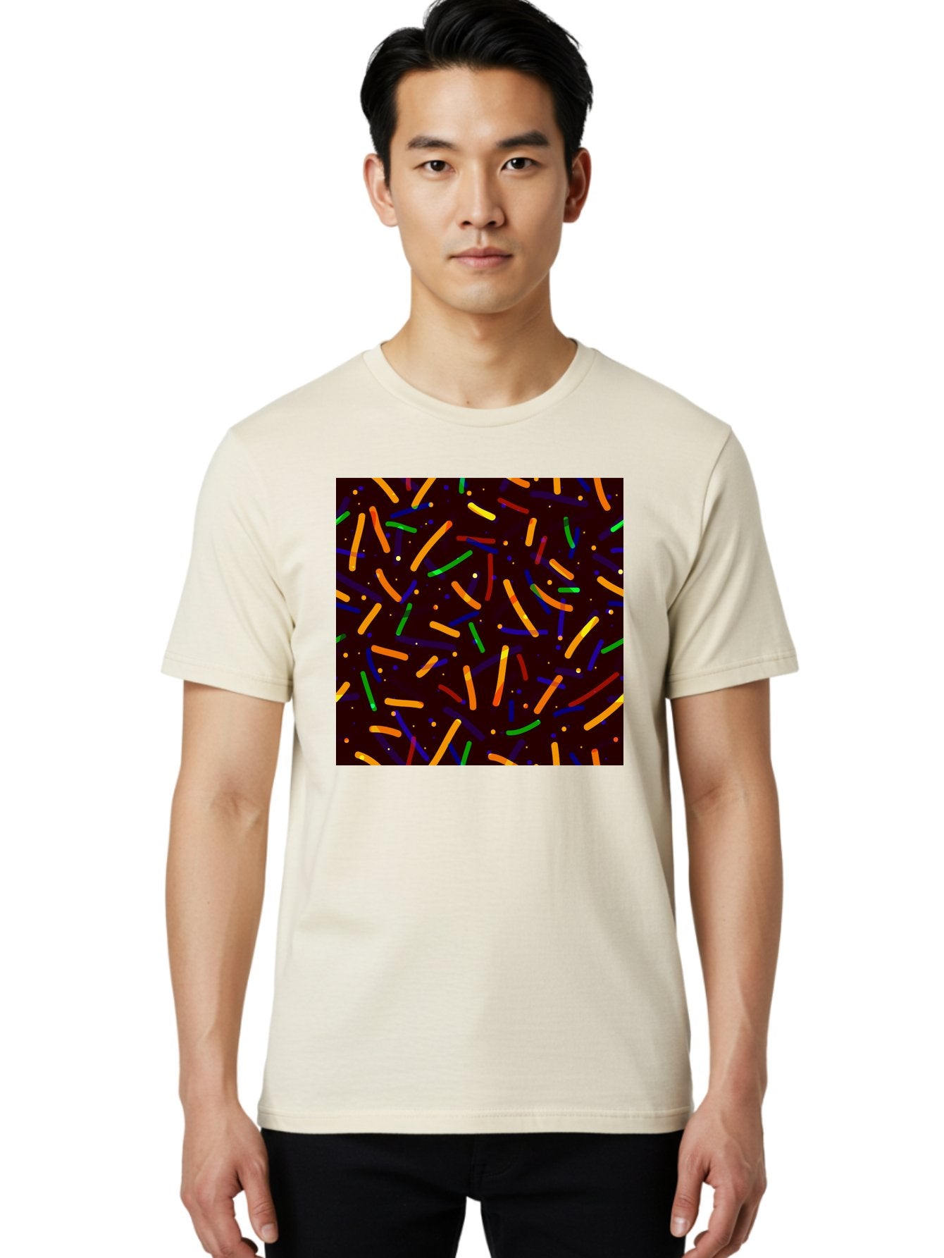 Colorful-Sprinkles Men'S Graphic Tee, 100% Cotton, Comfortable Casual Summer Wear, Machine Washable, Colorful Sprinkles, Confetti Pattern, Vibrant Colors, Festive Design, Celebratory Theme, Multicolored Decorations, Party Atmosphere, Aac387 18