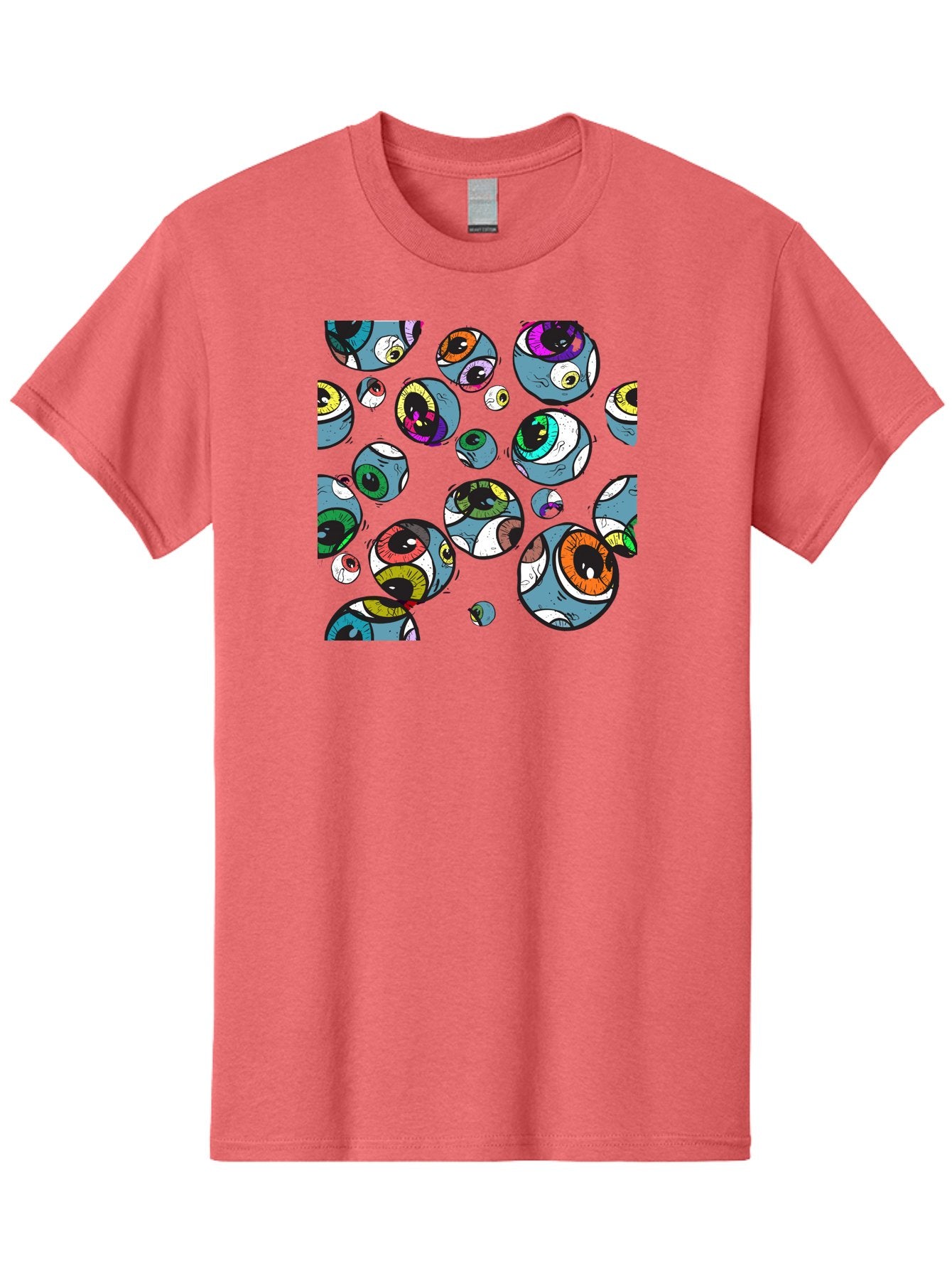 Eyes Men'S Graphic Tee, 100% Cotton, Comfortable Casual Summer Wear, Machine Washable, Cartoon Eyes, Colorful Eyes, Vibrant Eyed Pattern, Playful Illustration, Surreal Art, Whimsical Design, Multiple Eyes, Purple Background, Quirky Graphics, Aac388 8