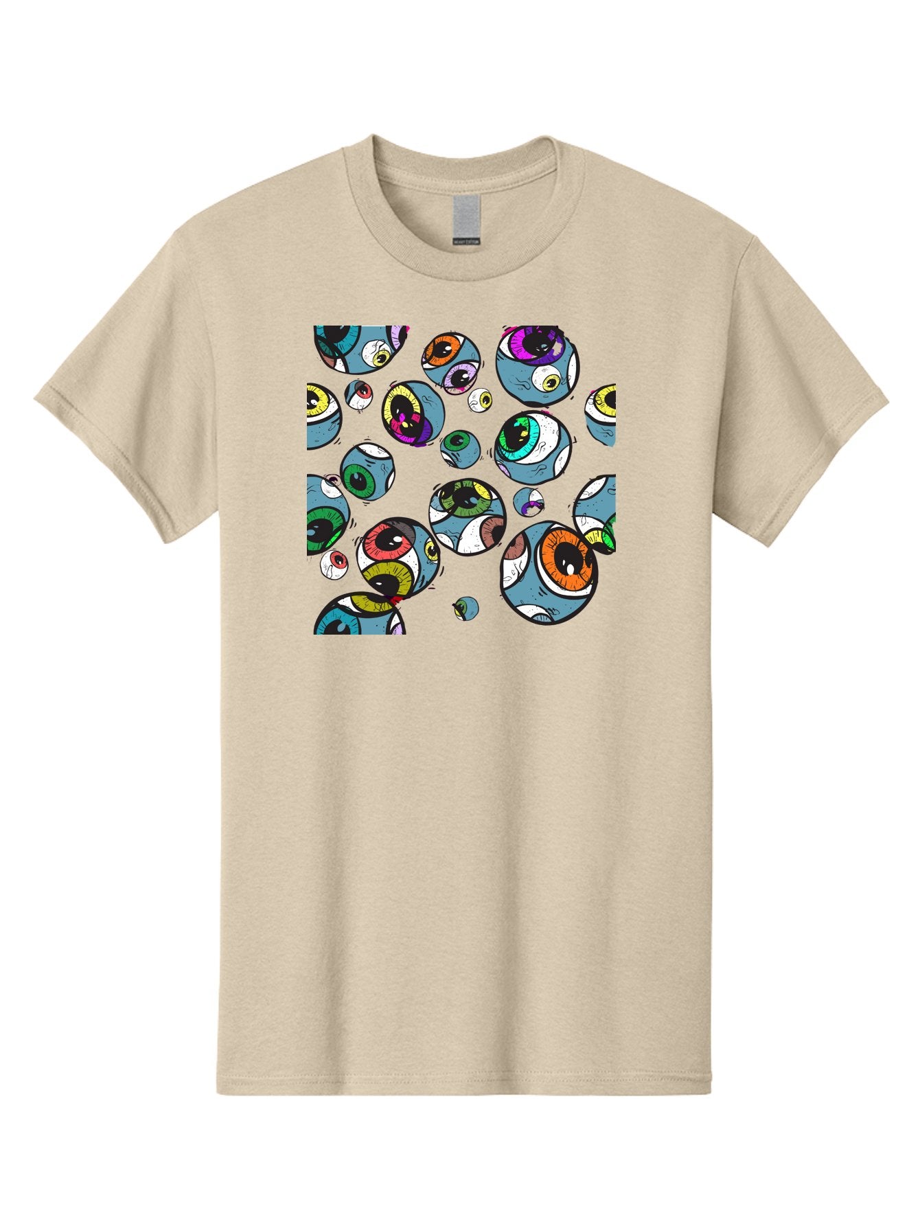 Eyes Men'S Graphic Tee, 100% Cotton, Comfortable Casual Summer Wear, Machine Washable, Cartoon Eyes, Colorful Eyes, Vibrant Eyed Pattern, Playful Illustration, Surreal Art, Whimsical Design, Multiple Eyes, Purple Background, Quirky Graphics, Aac388 6