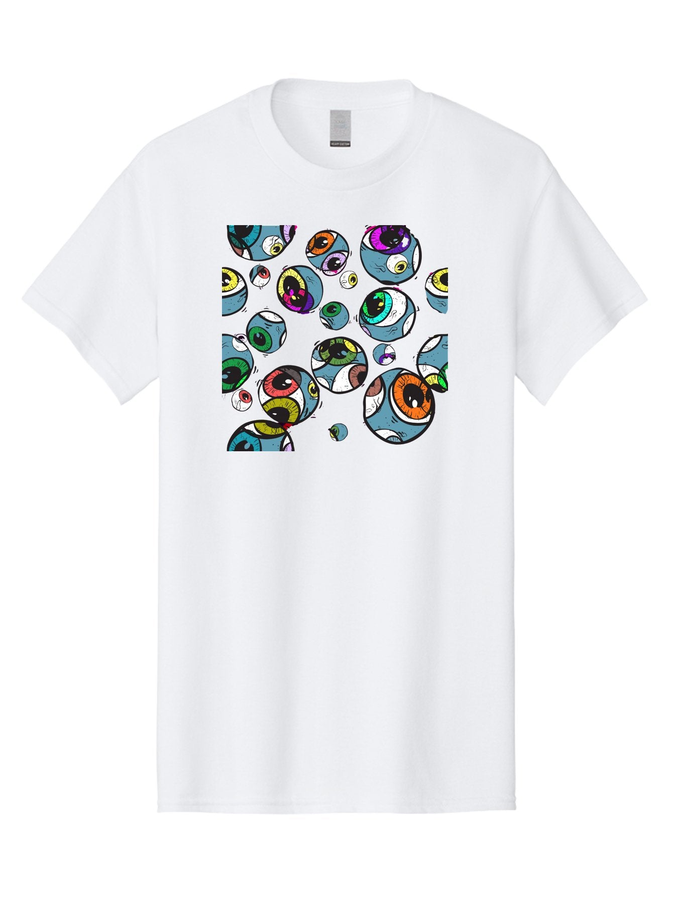 Eyes Men'S Graphic Tee, 100% Cotton, Comfortable Casual Summer Wear, Machine Washable, Cartoon Eyes, Colorful Eyes, Vibrant Eyed Pattern, Playful Illustration, Surreal Art, Whimsical Design, Multiple Eyes, Purple Background, Quirky Graphics, Aac388 10
