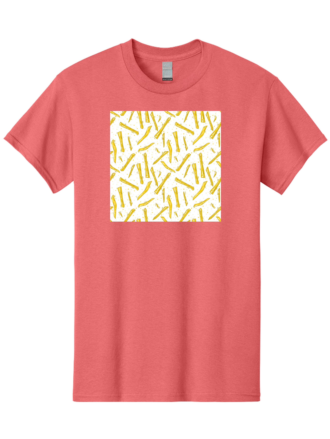 French-Fries-Pattern Men'S Graphic Tee, 100% Cotton, Comfortable Casual Summer Wear, Machine Washable, French Fries Pattern, Yellow Fries, White Background, Food Design, Snack Pattern, Restaurant Theme, Casual Dining, Appetizing Visuals, Aac393 23