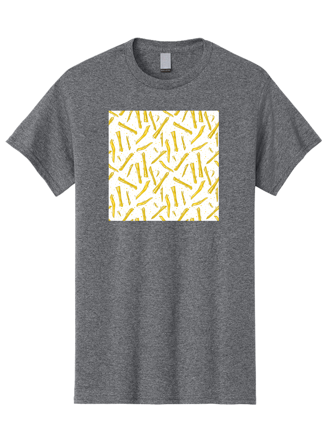 French-Fries-Pattern Men'S Graphic Tee, 100% Cotton, Comfortable Casual Summer Wear, Machine Washable, French Fries Pattern, Yellow Fries, White Background, Food Design, Snack Pattern, Restaurant Theme, Casual Dining, Appetizing Visuals, Aac393 3