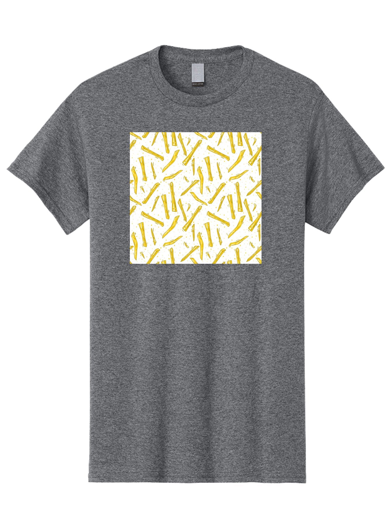 French-Fries-Pattern Men'S Graphic Tee, 100% Cotton, Comfortable Casual Summer Wear, Machine Washable, French Fries Pattern, Yellow Fries, White Background, Food Design, Snack Pattern, Restaurant Theme, Casual Dining, Appetizing Visuals, Aac393 14