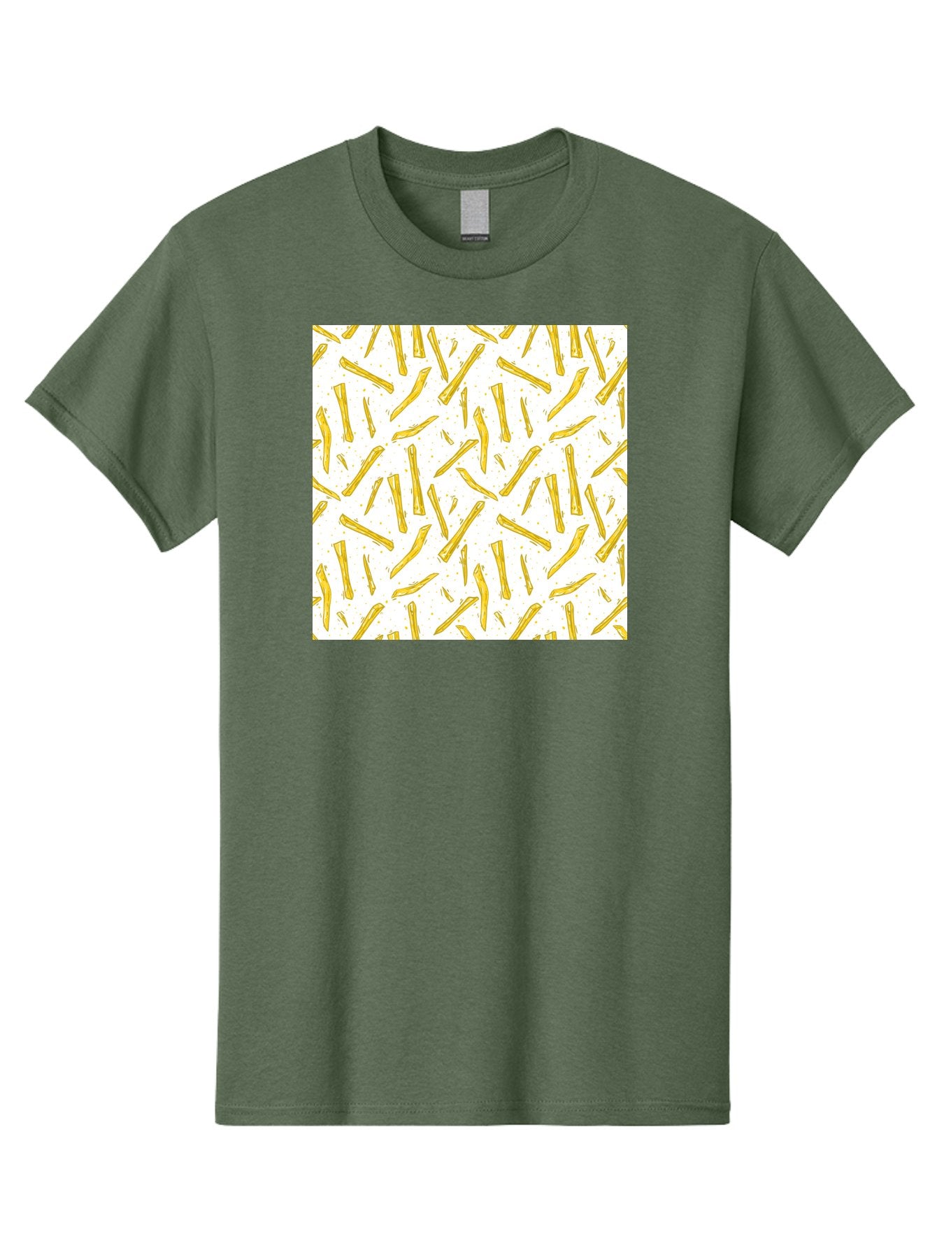 French-Fries-Pattern Men'S Graphic Tee, 100% Cotton, Comfortable Casual Summer Wear, Machine Washable, French Fries Pattern, Yellow Fries, White Background, Food Design, Snack Pattern, Restaurant Theme, Casual Dining, Appetizing Visuals, Aac393 12