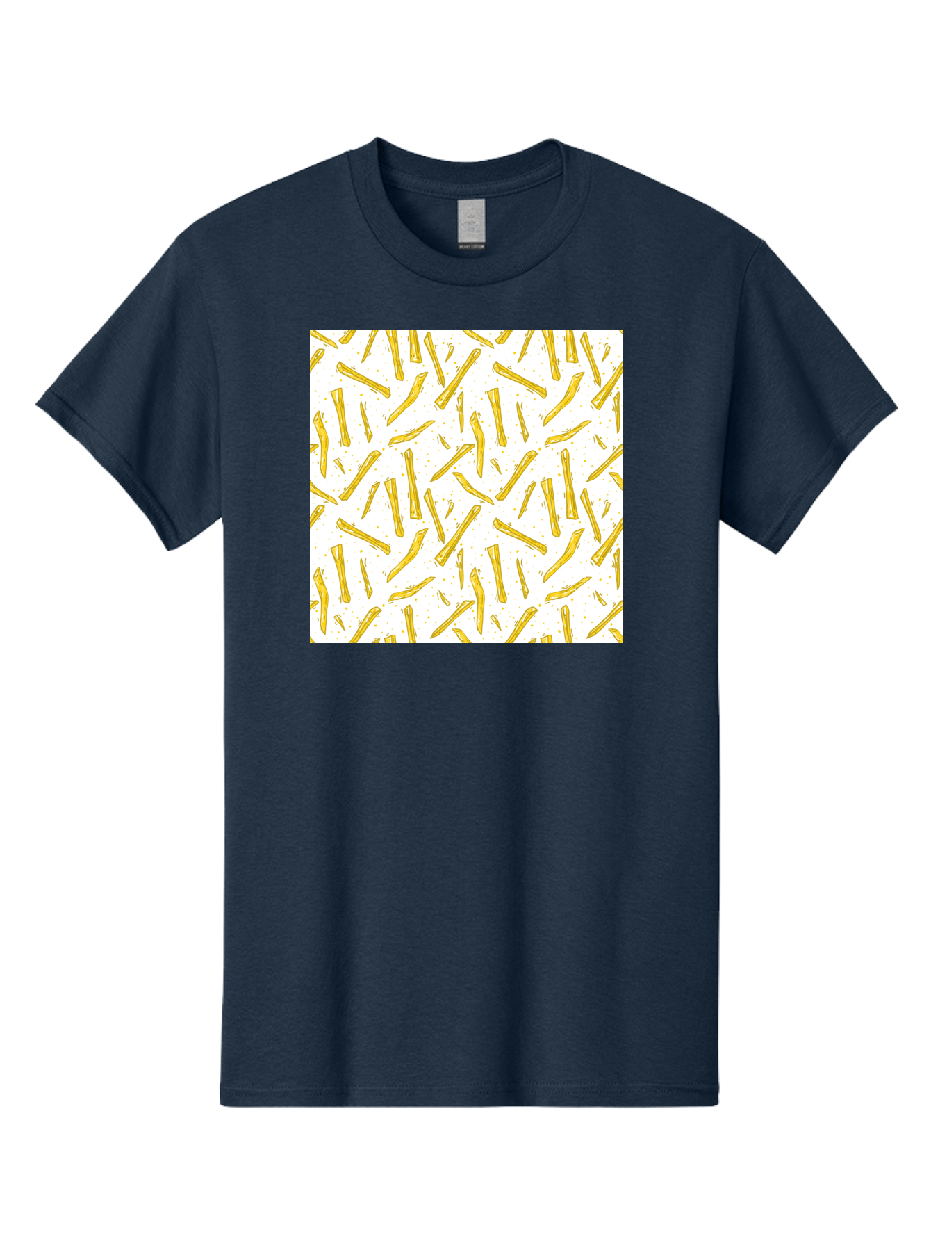 French-Fries-Pattern Men'S Graphic Tee, 100% Cotton, Comfortable Casual Summer Wear, Machine Washable, French Fries Pattern, Yellow Fries, White Background, Food Design, Snack Pattern, Restaurant Theme, Casual Dining, Appetizing Visuals, Aac393 7
