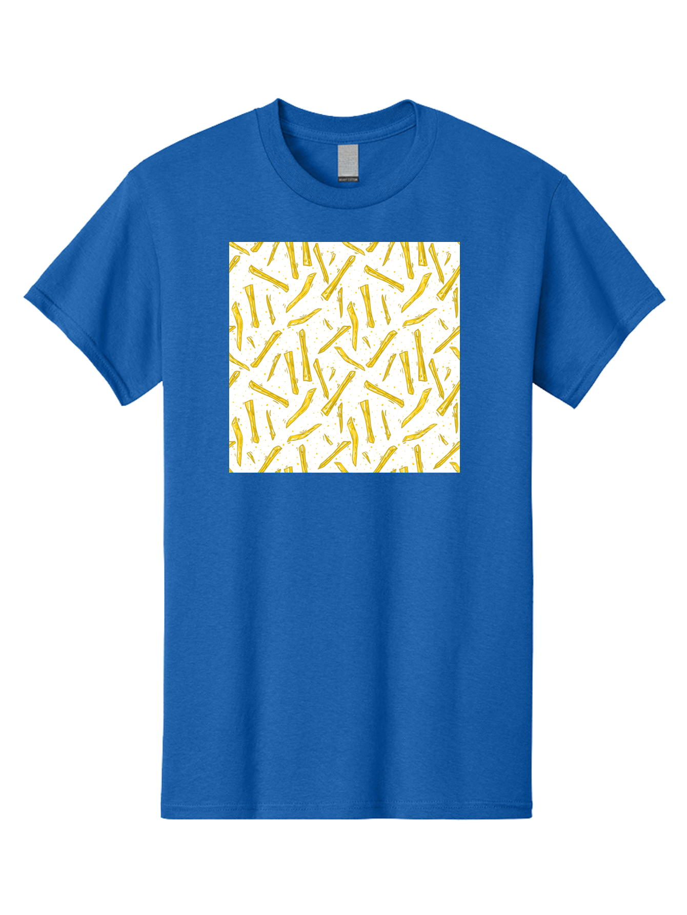 French-Fries-Pattern Men'S Graphic Tee, 100% Cotton, Comfortable Casual Summer Wear, Machine Washable, French Fries Pattern, Yellow Fries, White Background, Food Design, Snack Pattern, Restaurant Theme, Casual Dining, Appetizing Visuals, Aac393 21