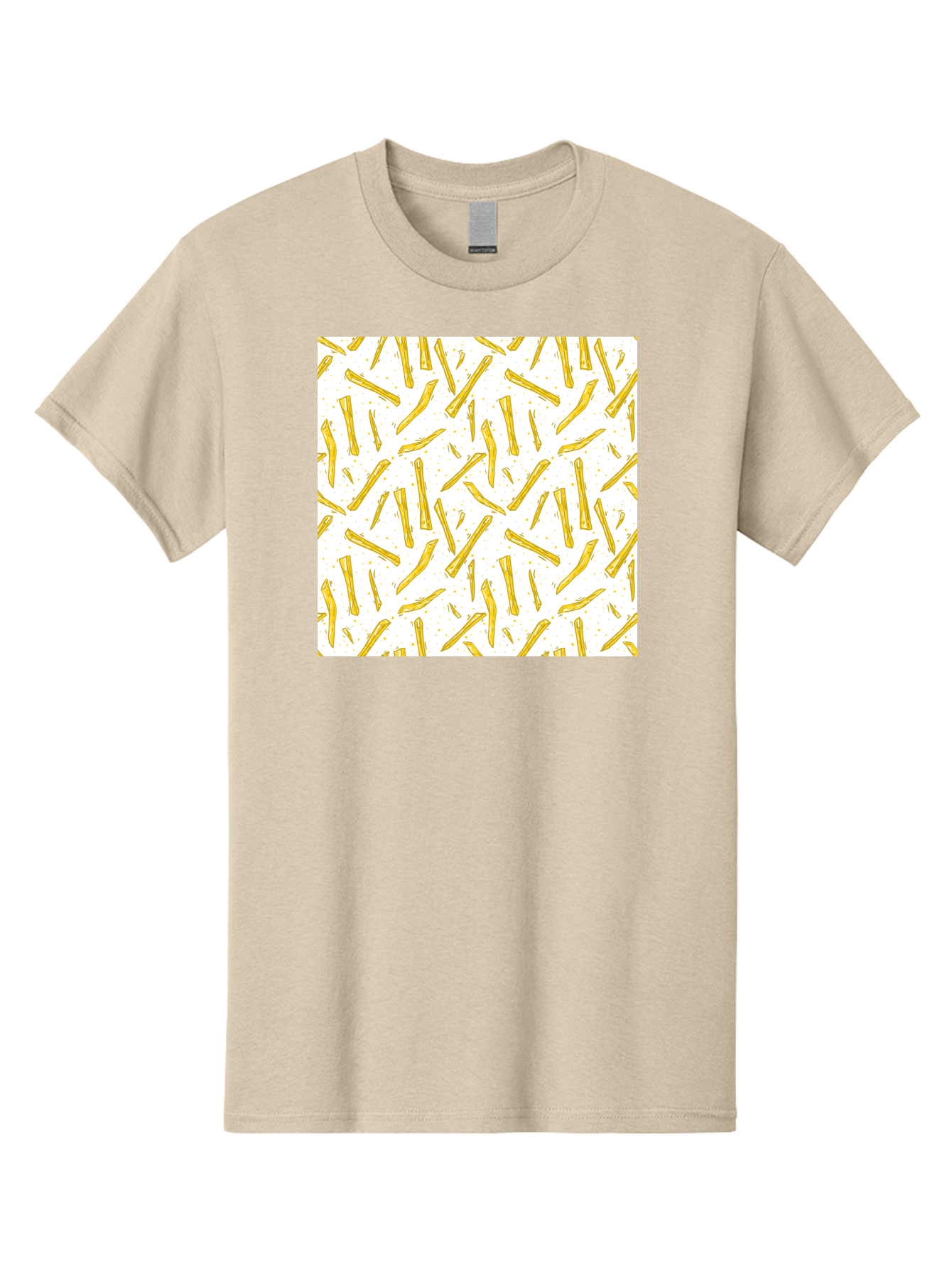 French-Fries-Pattern Men'S Graphic Tee, 100% Cotton, Comfortable Casual Summer Wear, Machine Washable, French Fries Pattern, Yellow Fries, White Background, Food Design, Snack Pattern, Restaurant Theme, Casual Dining, Appetizing Visuals, Aac393 11