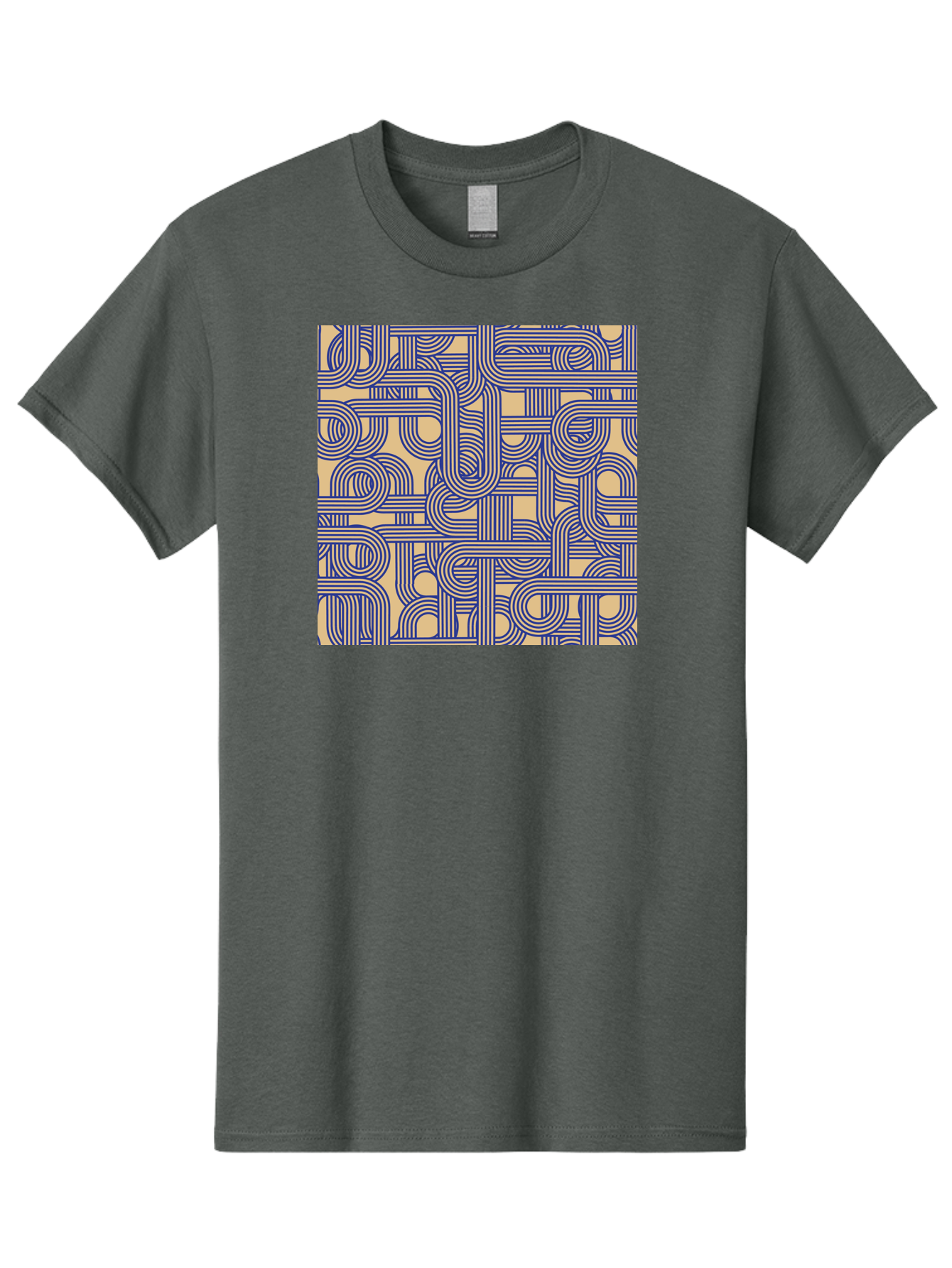 Interconnected-Lines Men'S Graphic Tee, 100% Cotton, Comfortable Casual Summer Wear, Machine Washable, Geometric Pattern, Abstract Design, Intricate Details, Blue And Yellow Colors, Modern Art, Seamless Texture, Repeating Shapes, Aac397 15