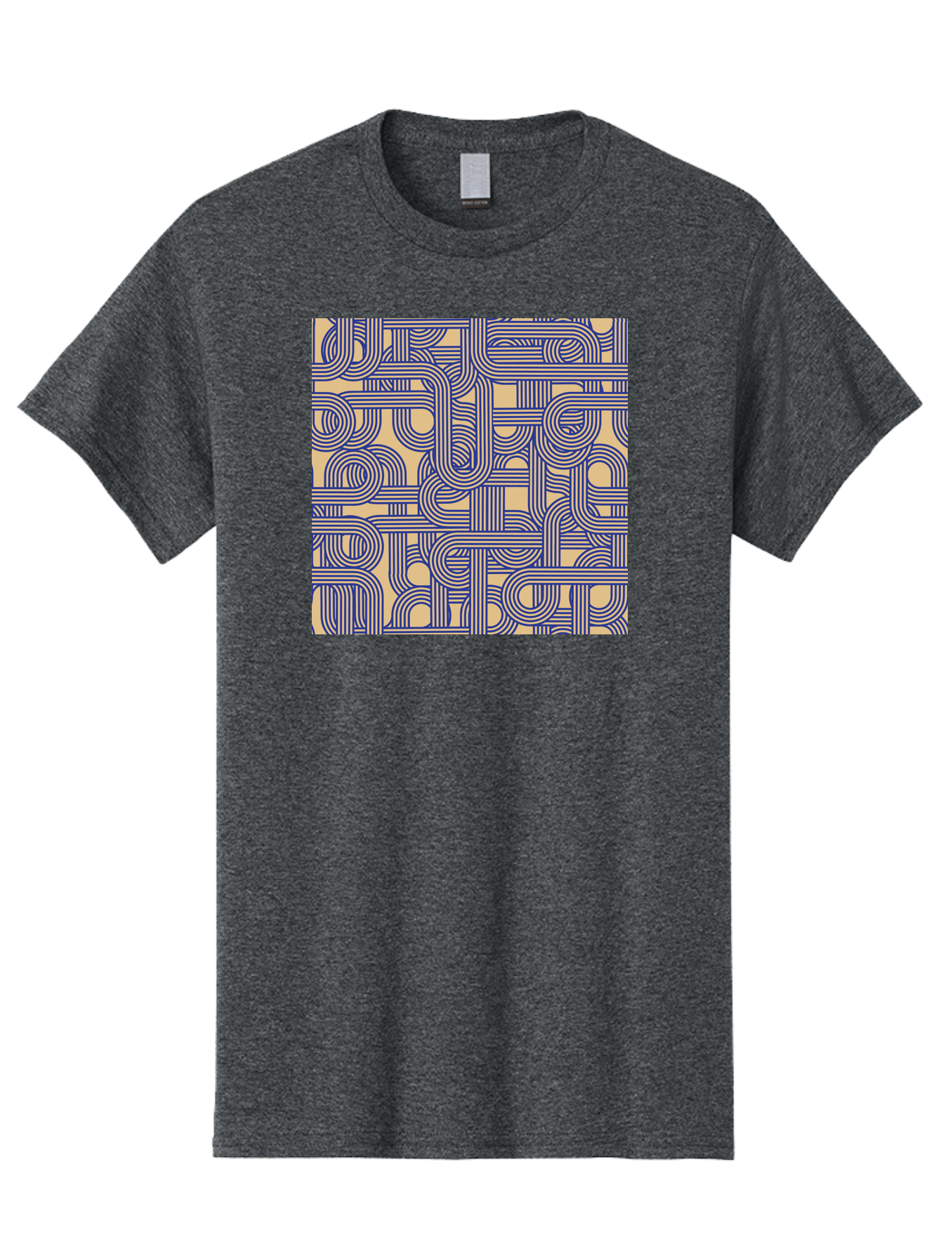 Interconnected-Lines Men'S Graphic Tee, 100% Cotton, Comfortable Casual Summer Wear, Machine Washable, Geometric Pattern, Abstract Design, Intricate Details, Blue And Yellow Colors, Modern Art, Seamless Texture, Repeating Shapes, Aac397 29