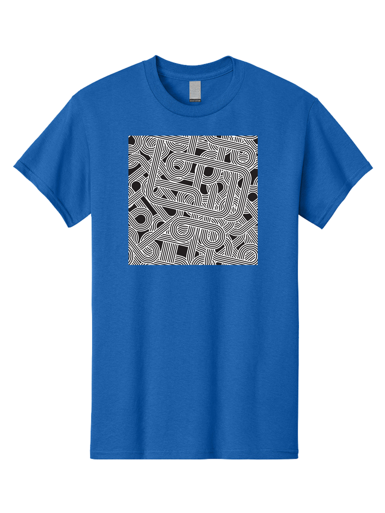 Interconnected-Loops Men'S Graphic Tee, 100% Cotton, Comfortable Casual Summer Wear, Machine Washable, Abstract Pattern, Interconnected Lines, Geometric Shapes, Black And White Design, Modern Art, Optical Illusion, Intricate Details, Aac398 29