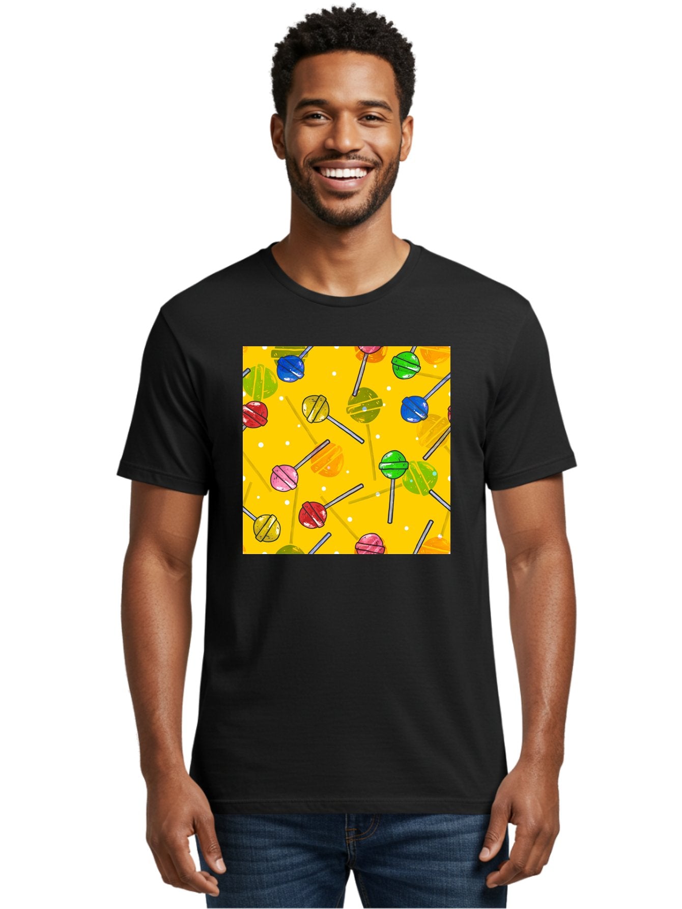 Lollipops Men'S Graphic Tee, 100% Cotton, Comfortable Casual Summer Wear, Machine Washable, Lollipops, Candy, Sweets, Colorful Treats, Vibrant Hues, Playful Design, Sweet Tooth, Party Favors, Kid'S Party Aac402 30