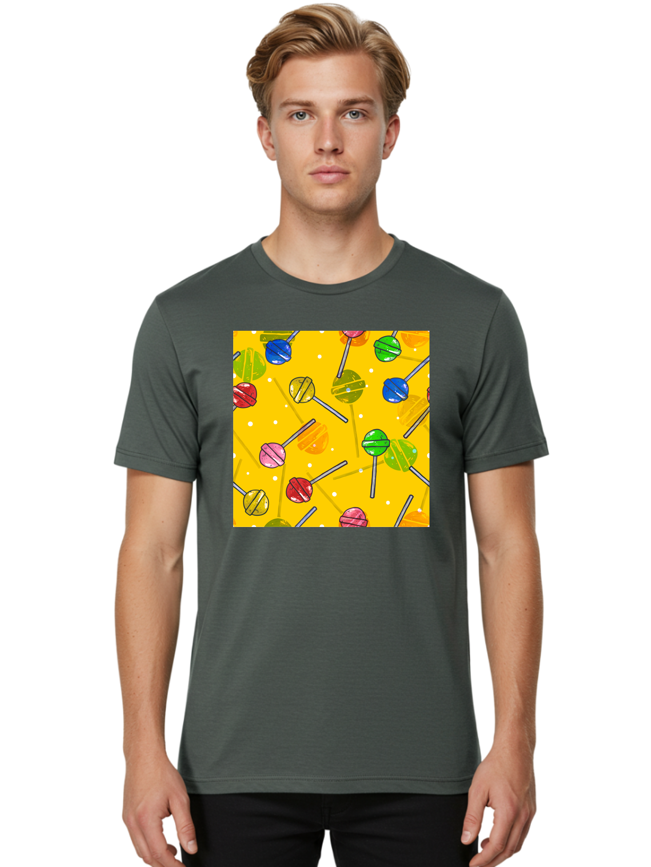 Lollipops Men'S Graphic Tee, 100% Cotton, Comfortable Casual Summer Wear, Machine Washable, Lollipops, Candy, Sweets, Colorful Treats, Vibrant Hues, Playful Design, Sweet Tooth, Party Favors, Kid'S Party Aac402 18