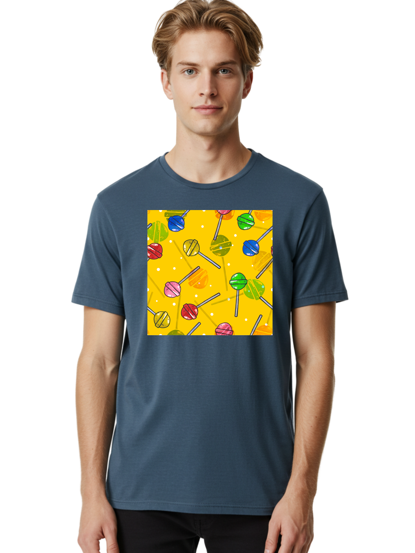 Lollipops Men'S Graphic Tee, 100% Cotton, Comfortable Casual Summer Wear, Machine Washable, Lollipops, Candy, Sweets, Colorful Treats, Vibrant Hues, Playful Design, Sweet Tooth, Party Favors, Kid'S Party Aac402 28