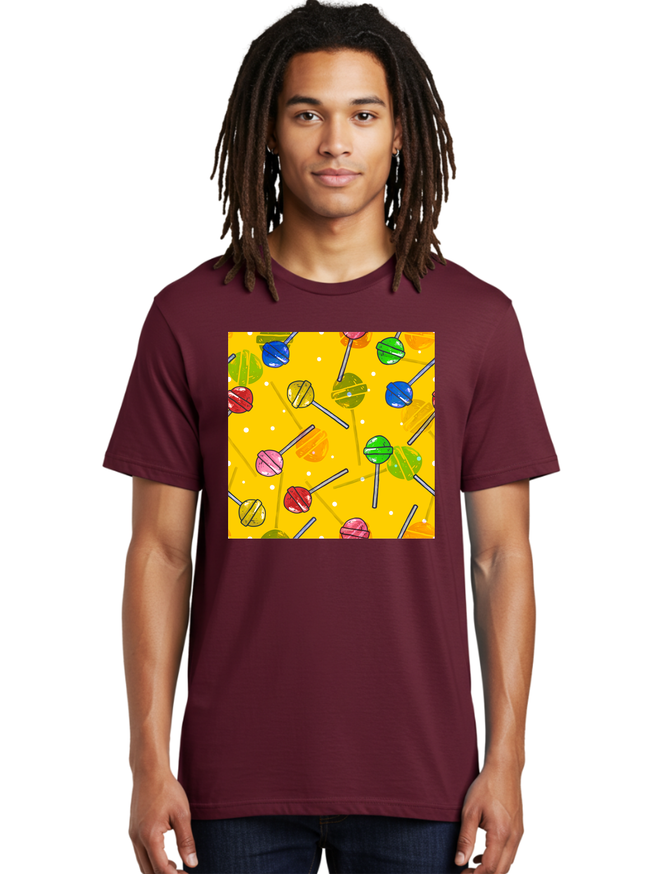 Lollipops Men'S Graphic Tee, 100% Cotton, Comfortable Casual Summer Wear, Machine Washable, Lollipops, Candy, Sweets, Colorful Treats, Vibrant Hues, Playful Design, Sweet Tooth, Party Favors, Kid'S Party Aac402 4