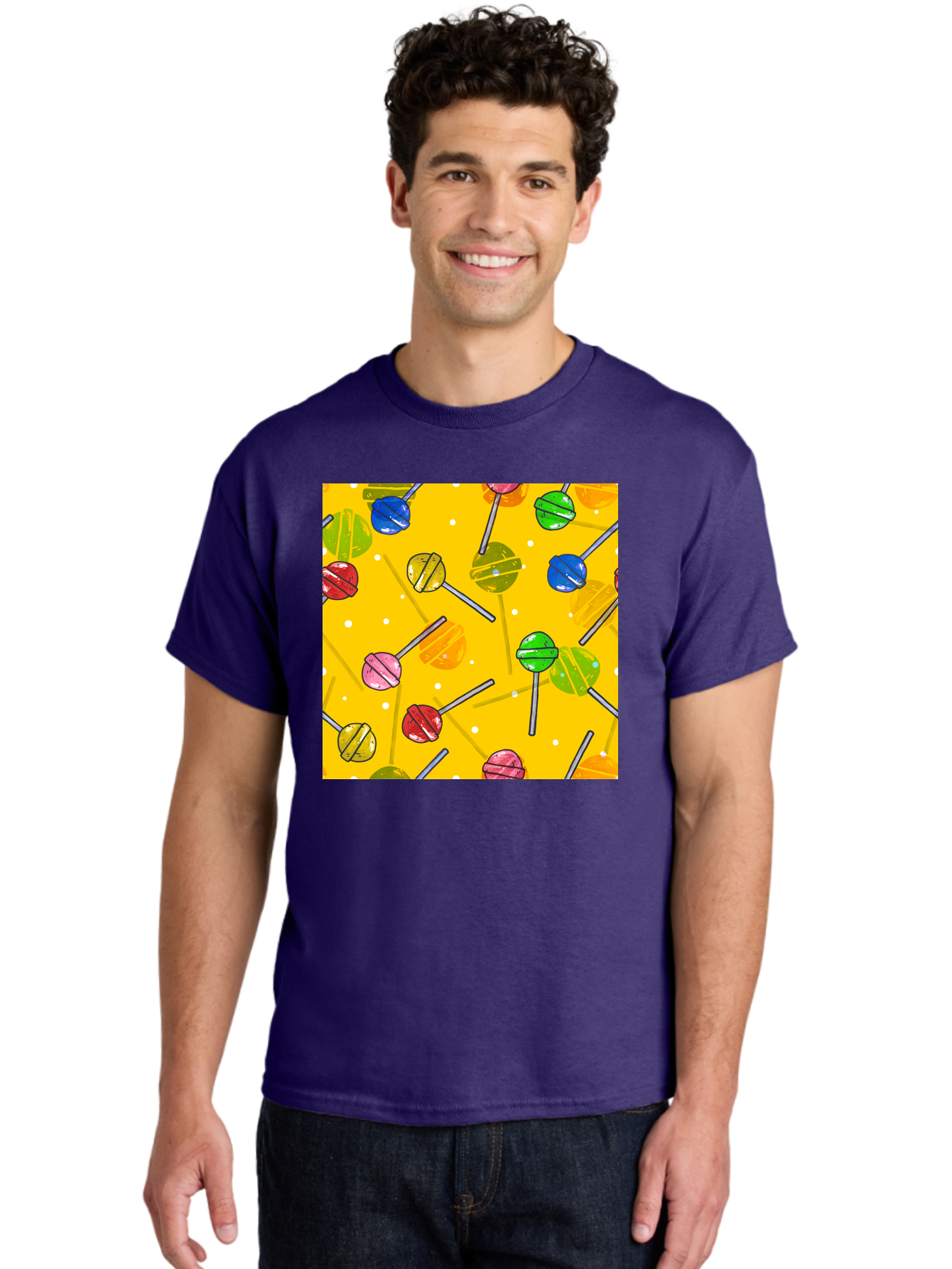 Lollipops Men'S Graphic Tee, 100% Cotton, Comfortable Casual Summer Wear, Machine Washable, Lollipops, Candy, Sweets, Colorful Treats, Vibrant Hues, Playful Design, Sweet Tooth, Party Favors, Kid'S Party Aac402 14