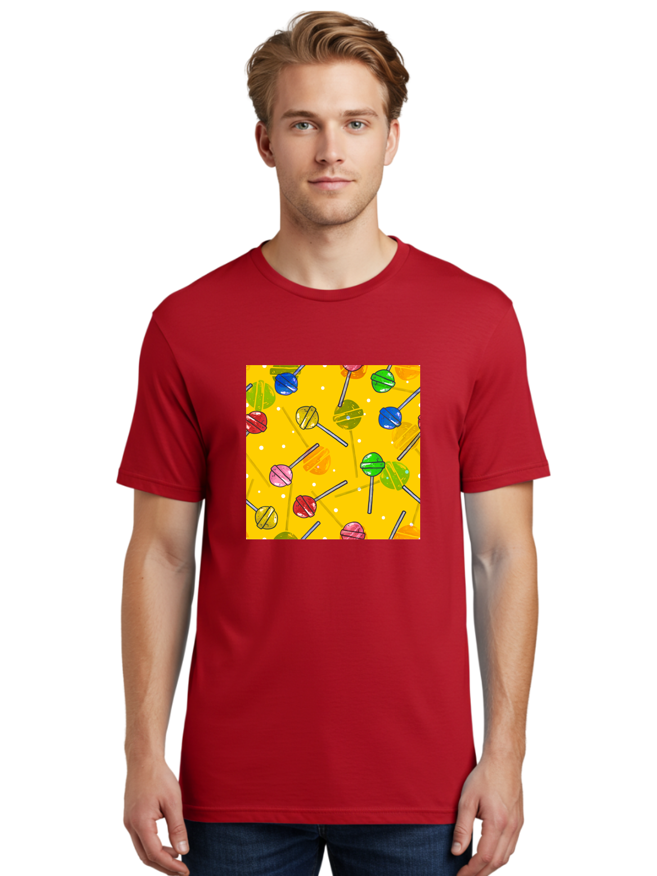 Lollipops Men'S Graphic Tee, 100% Cotton, Comfortable Casual Summer Wear, Machine Washable, Lollipops, Candy, Sweets, Colorful Treats, Vibrant Hues, Playful Design, Sweet Tooth, Party Favors, Kid'S Party Aac402 24