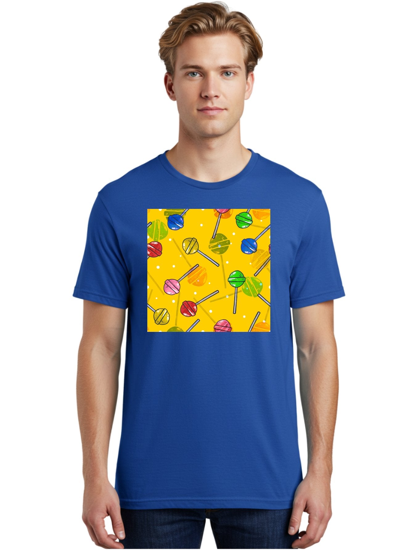 Lollipops Men'S Graphic Tee, 100% Cotton, Comfortable Casual Summer Wear, Machine Washable, Lollipops, Candy, Sweets, Colorful Treats, Vibrant Hues, Playful Design, Sweet Tooth, Party Favors, Kid'S Party Aac402 27