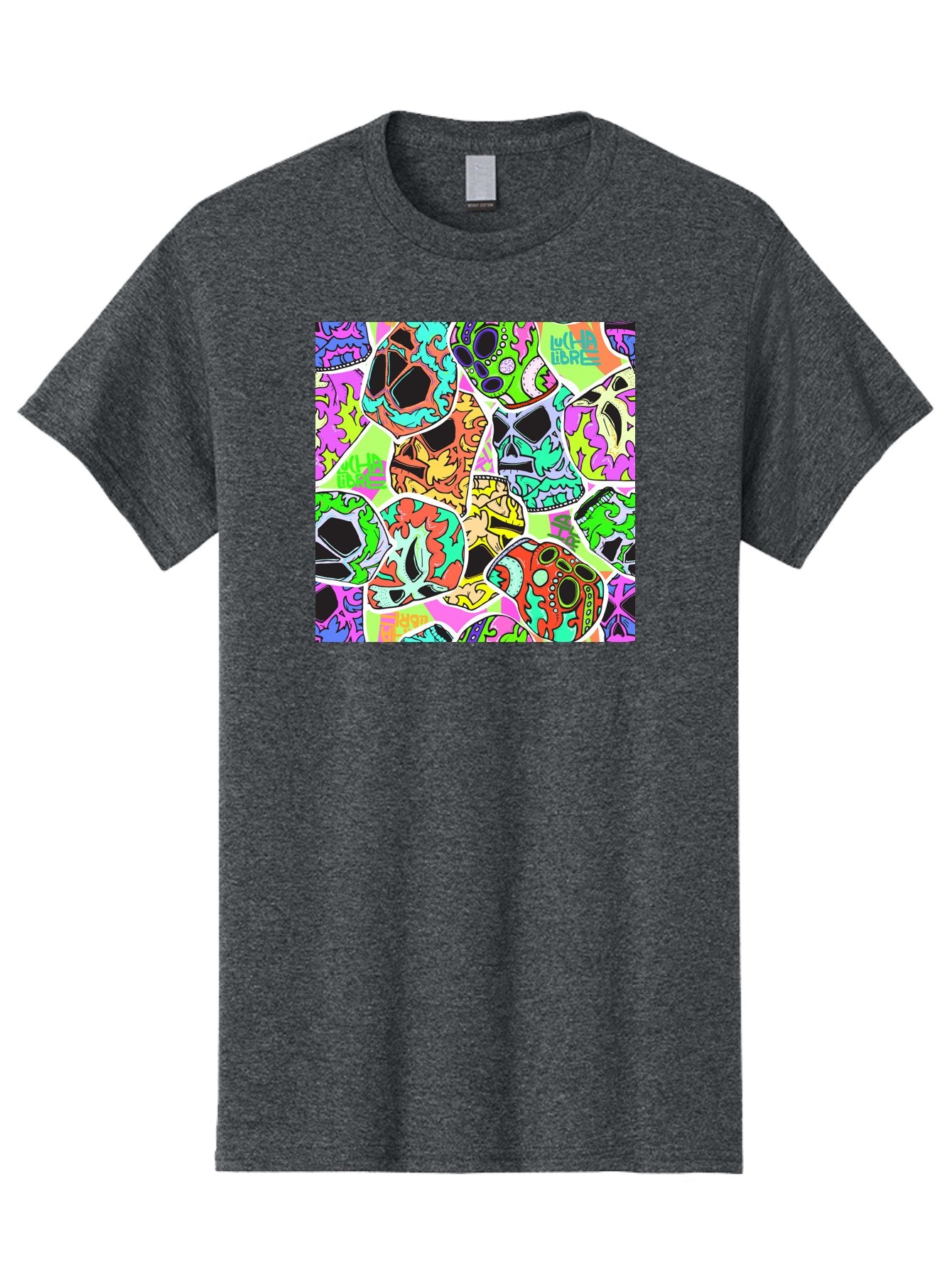 Lull-Em-Bars-Sugar-Skulls Men'S Graphic Tee, 100% Cotton, Comfortable Casual Summer Wear, Machine Washable, Psychedelic Skulls, Vibrant Colors, Floral Patterns, Abstract Designs, Colorful Artwork, Skull Art, Digital Illustration, Lull 'Em Bars Aac403 14