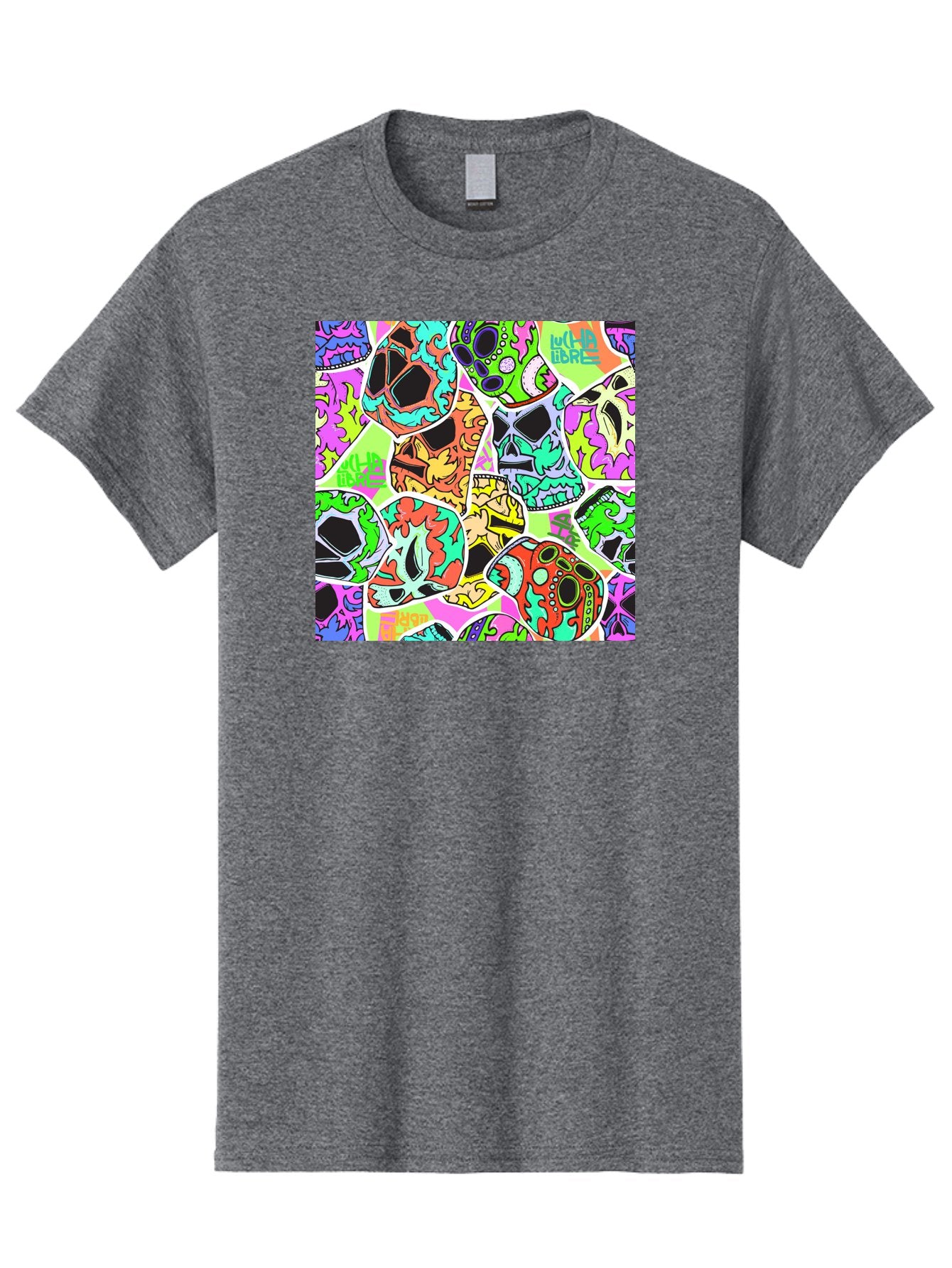 Lull-Em-Bars-Sugar-Skulls Men'S Graphic Tee, 100% Cotton, Comfortable Casual Summer Wear, Machine Washable, Psychedelic Skulls, Vibrant Colors, Floral Patterns, Abstract Designs, Colorful Artwork, Skull Art, Digital Illustration, Lull 'Em Bars Aac403 9