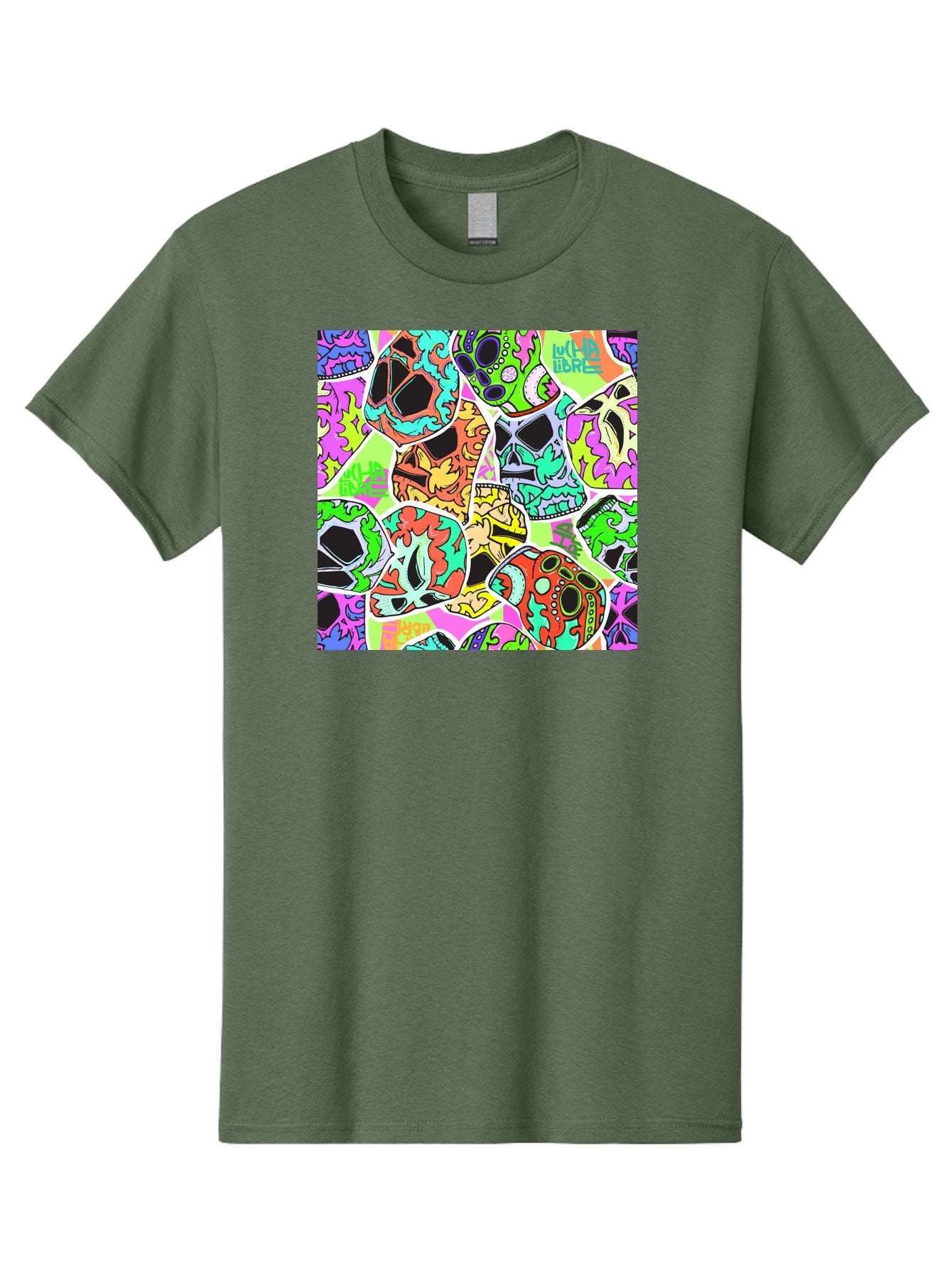 Lull-Em-Bars-Sugar-Skulls Men'S Graphic Tee, 100% Cotton, Comfortable Casual Summer Wear, Machine Washable, Psychedelic Skulls, Vibrant Colors, Floral Patterns, Abstract Designs, Colorful Artwork, Skull Art, Digital Illustration, Lull 'Em Bars Aac403 6