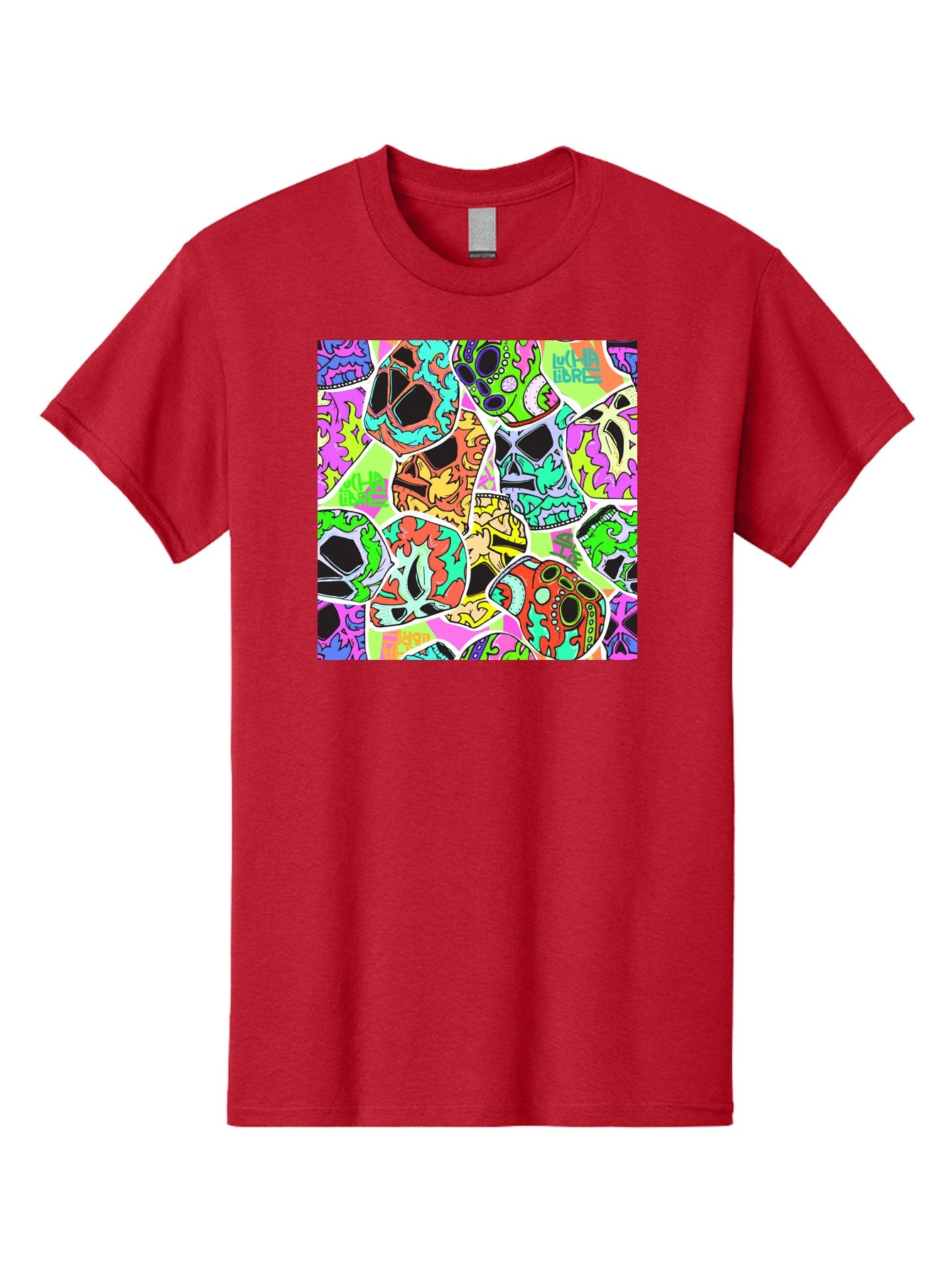 Lull-Em-Bars-Sugar-Skulls Men'S Graphic Tee, 100% Cotton, Comfortable Casual Summer Wear, Machine Washable, Psychedelic Skulls, Vibrant Colors, Floral Patterns, Abstract Designs, Colorful Artwork, Skull Art, Digital Illustration, Lull 'Em Bars Aac403 11