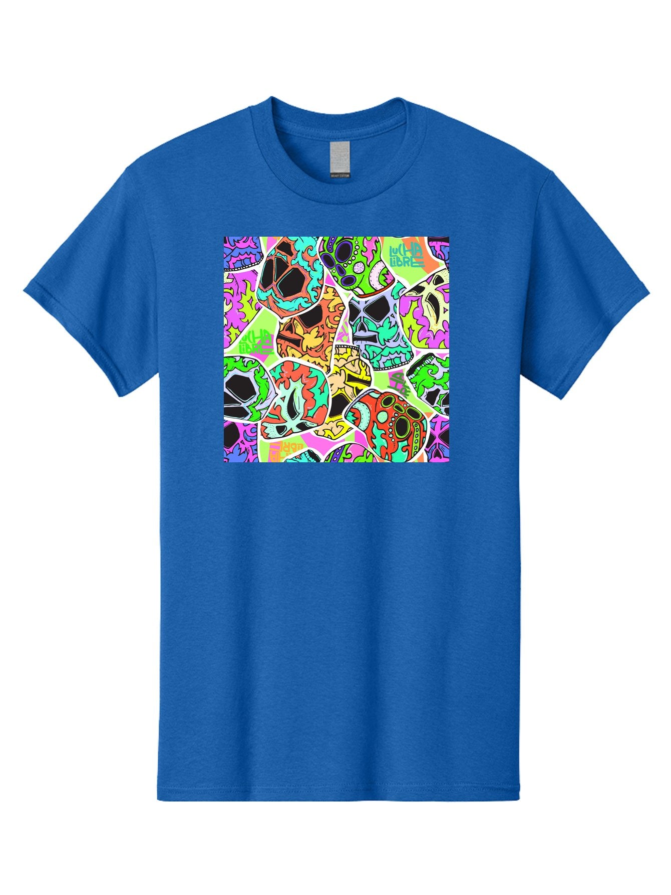 Lull-Em-Bars-Sugar-Skulls Men'S Graphic Tee, 100% Cotton, Comfortable Casual Summer Wear, Machine Washable, Psychedelic Skulls, Vibrant Colors, Floral Patterns, Abstract Designs, Colorful Artwork, Skull Art, Digital Illustration, Lull 'Em Bars Aac403 8