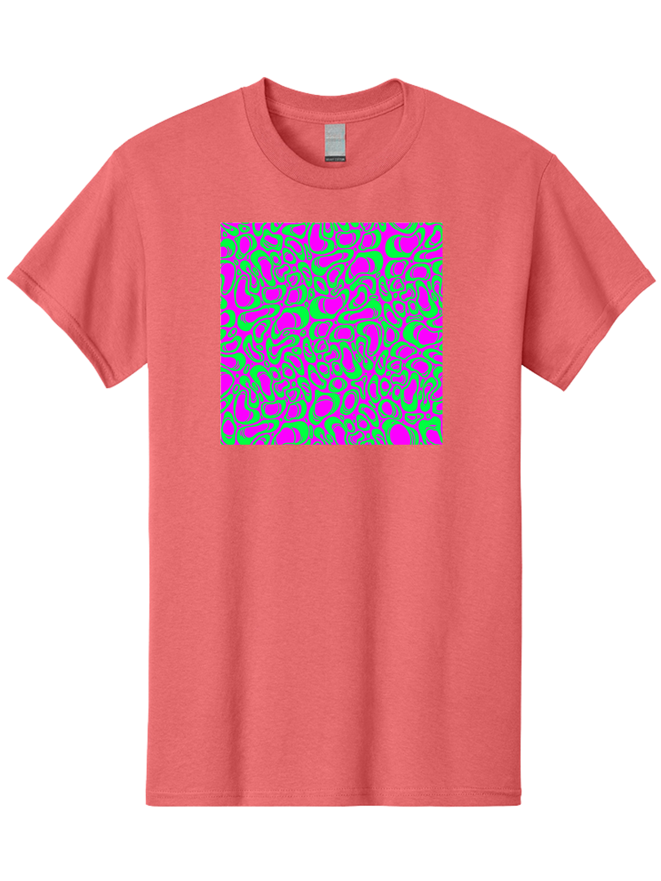Magenta-And-Green-Pattern Men'S Graphic Tee, 100% Cotton, Comfortable Casual Summer Wear, Machine Washable, Leopard Print Pattern, Animal Print Design, Vibrant Colors, Bold Fashion Statement, Abstract Texture, Colorful Graphic Aac404 27