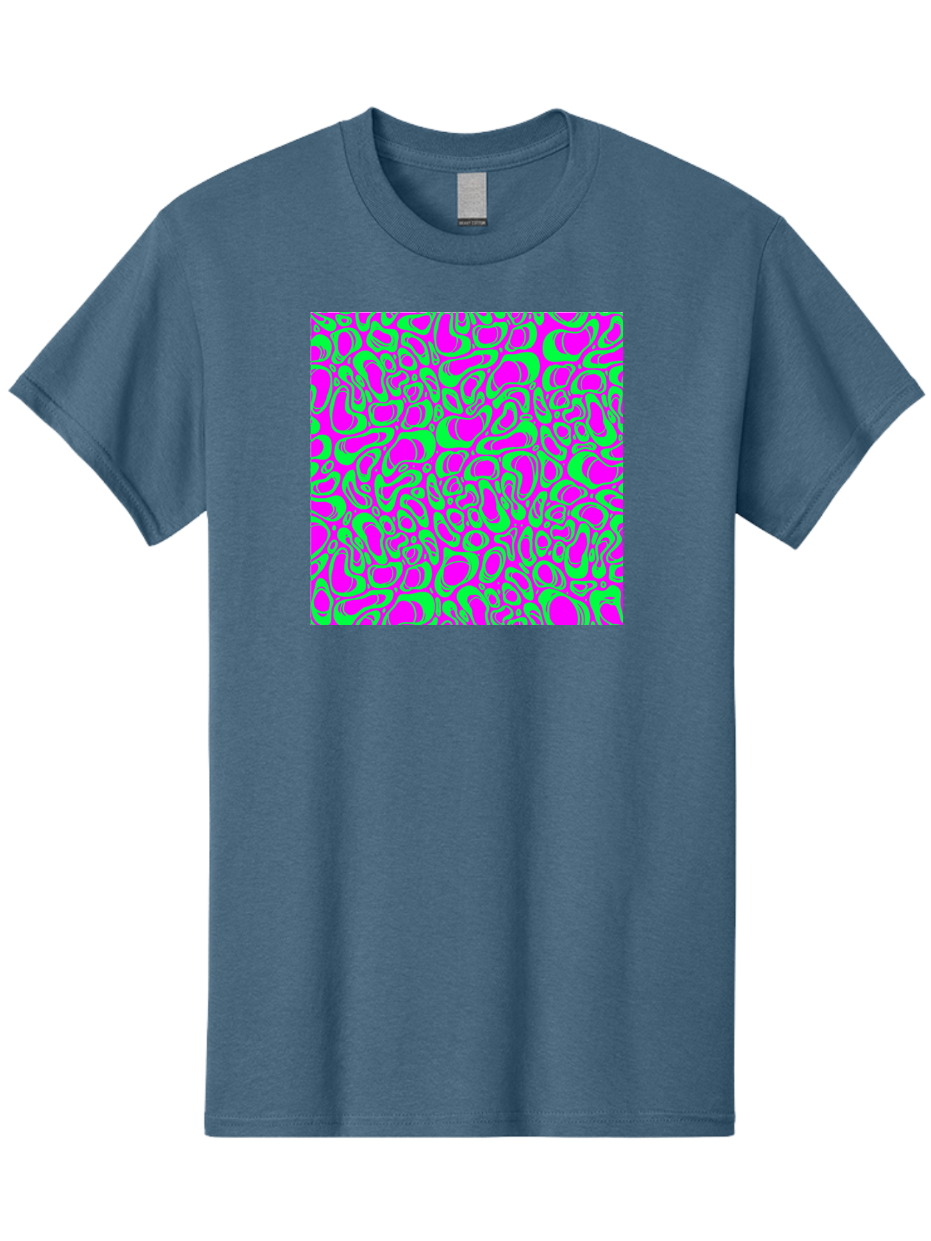 Magenta-And-Green-Pattern Men'S Graphic Tee, 100% Cotton, Comfortable Casual Summer Wear, Machine Washable, Leopard Print Pattern, Animal Print Design, Vibrant Colors, Bold Fashion Statement, Abstract Texture, Colorful Graphic Aac404