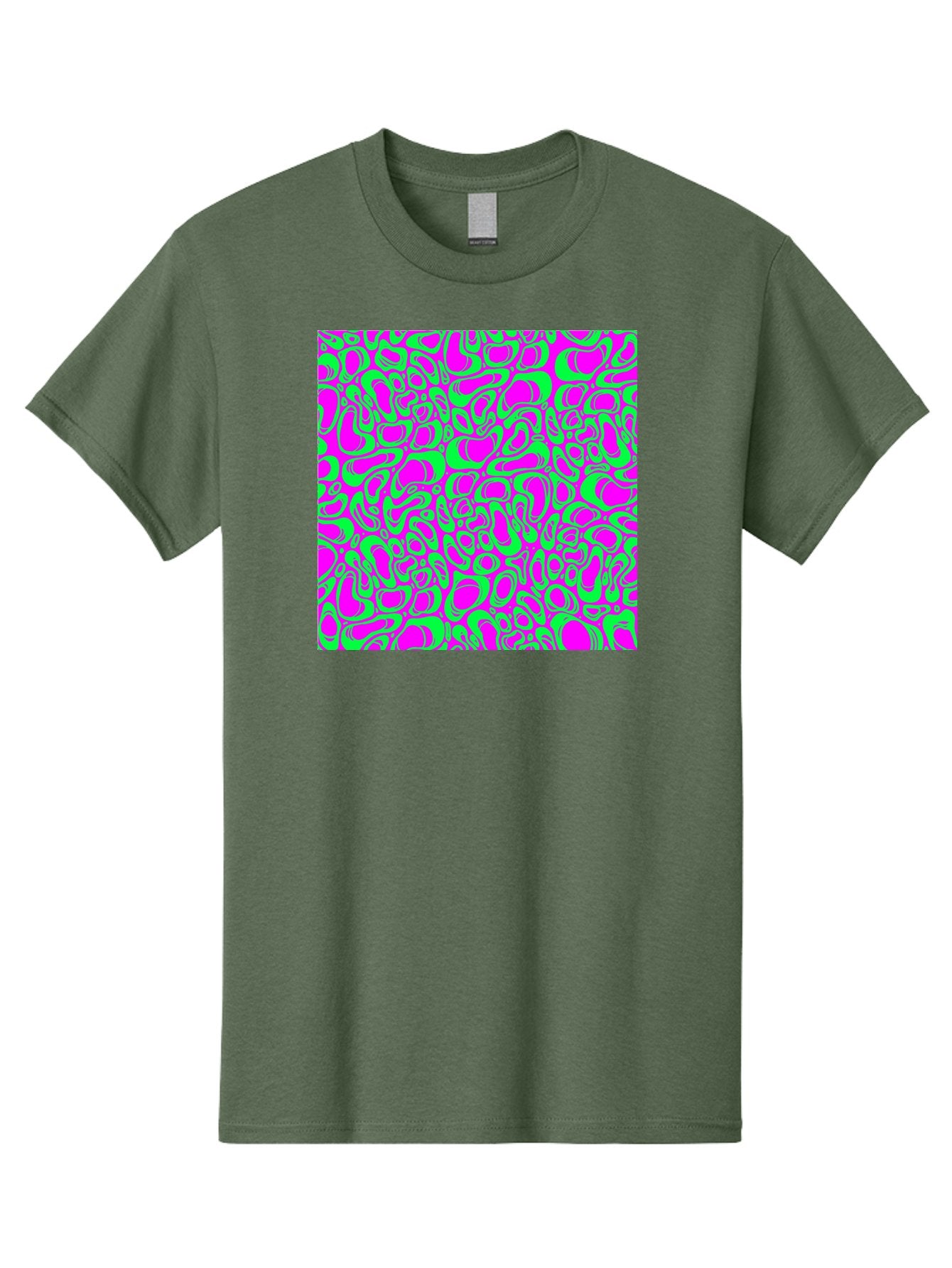 Magenta-And-Green-Pattern Men'S Graphic Tee, 100% Cotton, Comfortable Casual Summer Wear, Machine Washable, Leopard Print Pattern, Animal Print Design, Vibrant Colors, Bold Fashion Statement, Abstract Texture, Colorful Graphic Aac404 4