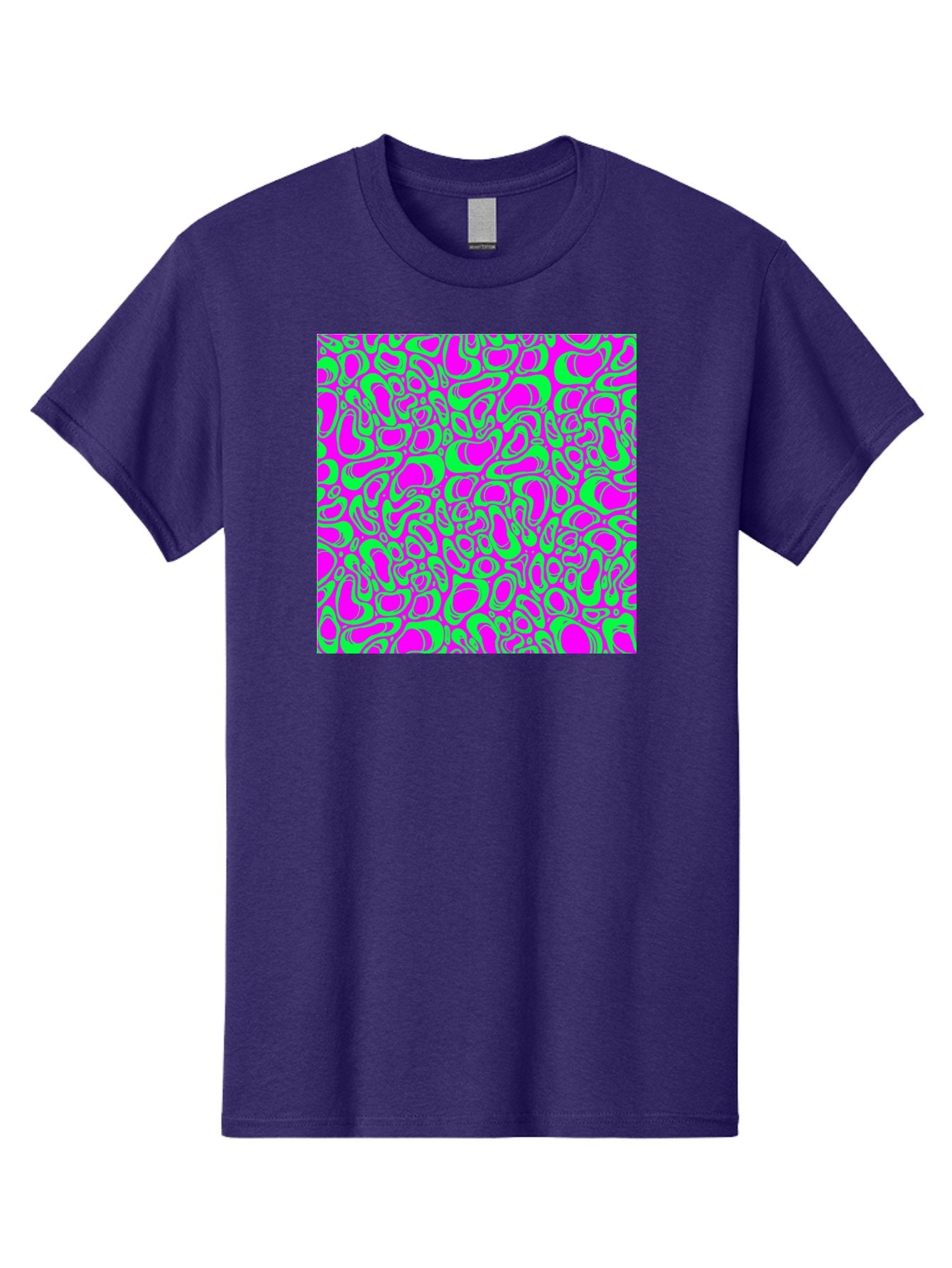 Magenta-And-Green-Pattern Men'S Graphic Tee, 100% Cotton, Comfortable Casual Summer Wear, Machine Washable, Leopard Print Pattern, Animal Print Design, Vibrant Colors, Bold Fashion Statement, Abstract Texture, Colorful Graphic Aac404