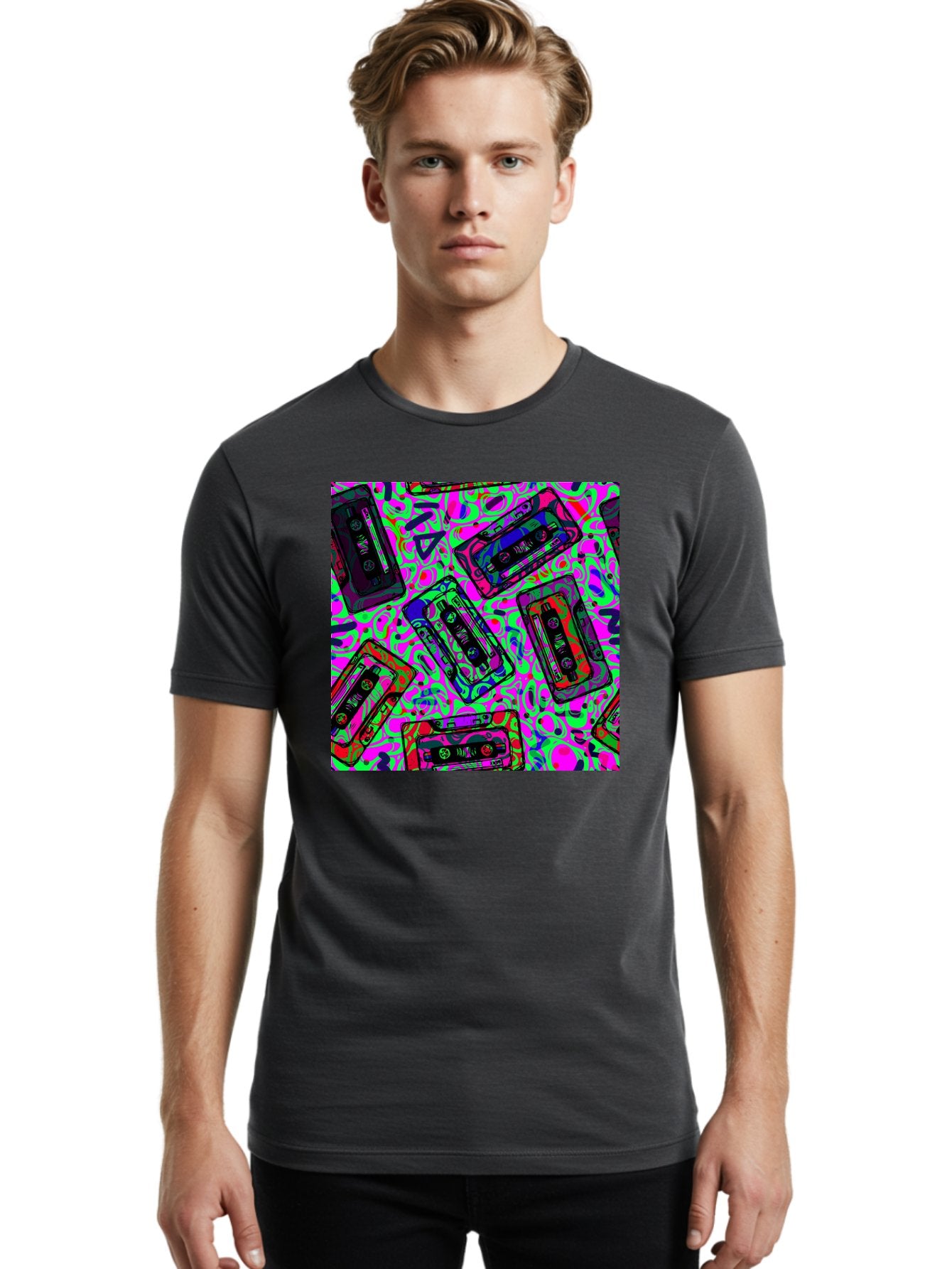 Mix-Tape Men'S Graphic Tee, 100% Cotton, Comfortable Casual Summer Wear, Machine Washable, Mix Tape Cassettes, Retro Music, Vintage Technology, Nostalgic Vibes, 80S And 90S Style, Cassette Tapes, Music Lover, Hipster Culture, Colorful Design Aac406 17