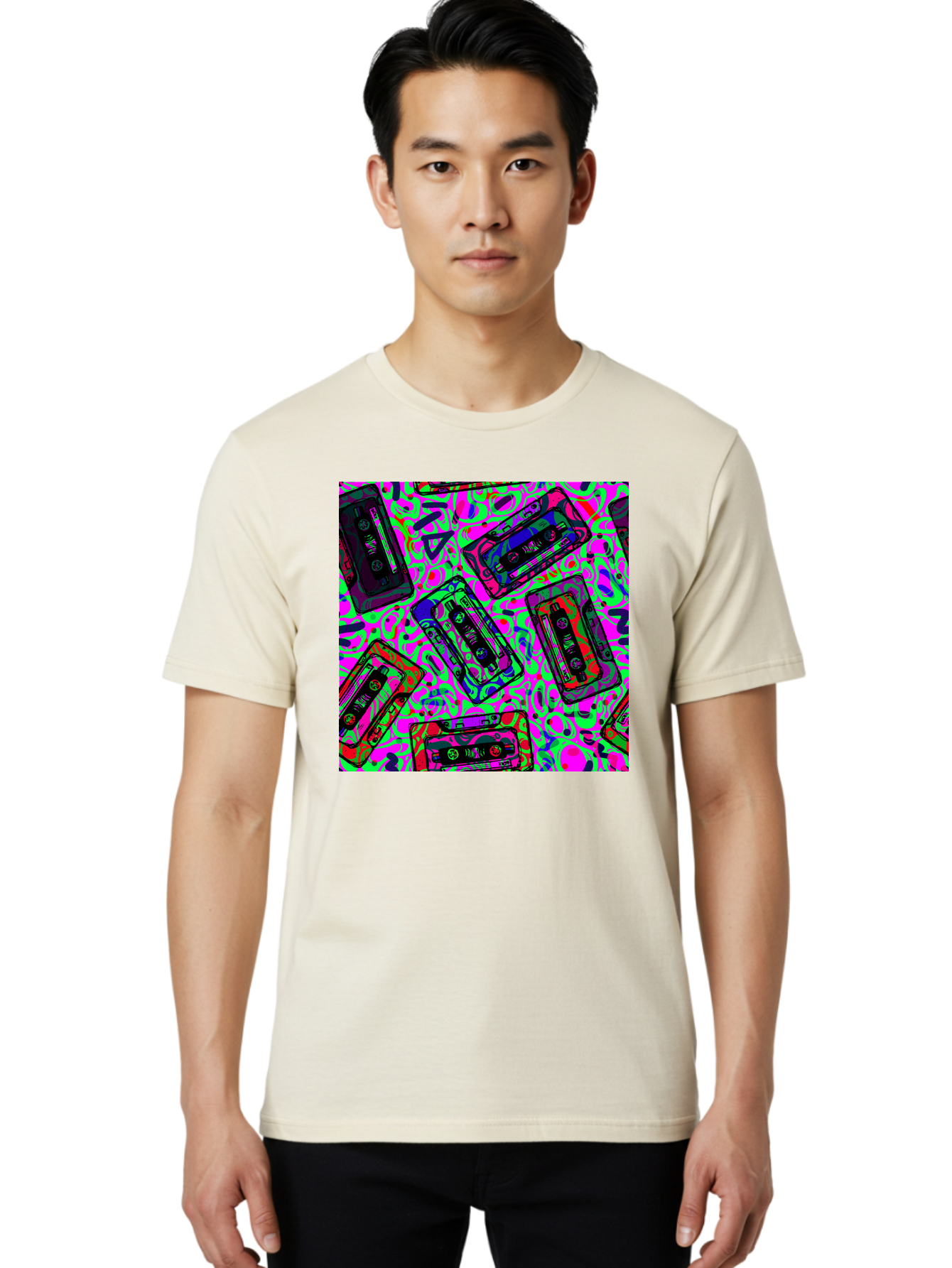 Mix-Tape Men'S Graphic Tee, 100% Cotton, Comfortable Casual Summer Wear, Machine Washable, Mix Tape Cassettes, Retro Music, Vintage Technology, Nostalgic Vibes, 80S And 90S Style, Cassette Tapes, Music Lover, Hipster Culture, Colorful Design Aac406 24