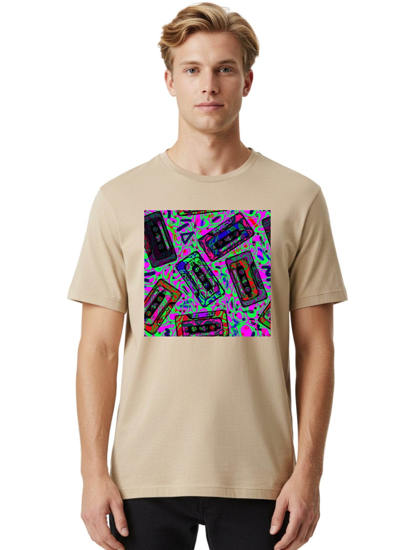 Mix-Tape Men'S Graphic Tee, 100% Cotton, Comfortable Casual Summer Wear, Machine Washable, Mix Tape Cassettes, Retro Music, Vintage Technology, Nostalgic Vibes, 80S And 90S Style, Cassette Tapes, Music Lover, Hipster Culture, Colorful Design Aac406 19
