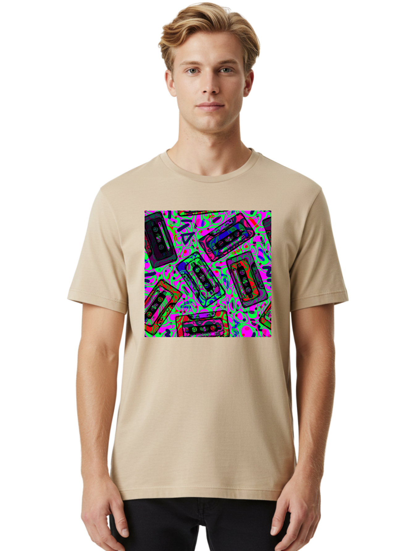 Mix-Tape Men'S Graphic Tee, 100% Cotton, Comfortable Casual Summer Wear, Machine Washable, Mix Tape Cassettes, Retro Music, Vintage Technology, Nostalgic Vibes, 80S And 90S Style, Cassette Tapes, Music Lover, Hipster Culture, Colorful Design Aac406 22