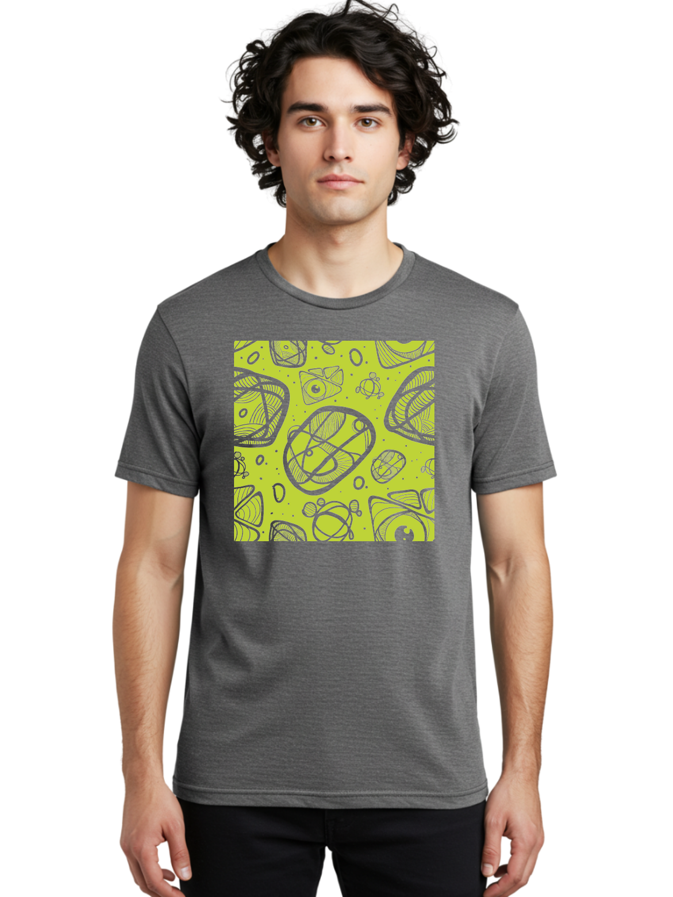 Ocean-Life Men'S Graphic Tee, 100% Cotton, Comfortable Casual Summer Wear, Machine Washable, Stylish Fish Illustrations, Ocean Creatures, Abstract Art, White Line Drawings, Playful Patterns, Whimsical Designs, Food-Inspired Artwork, Aac409 28