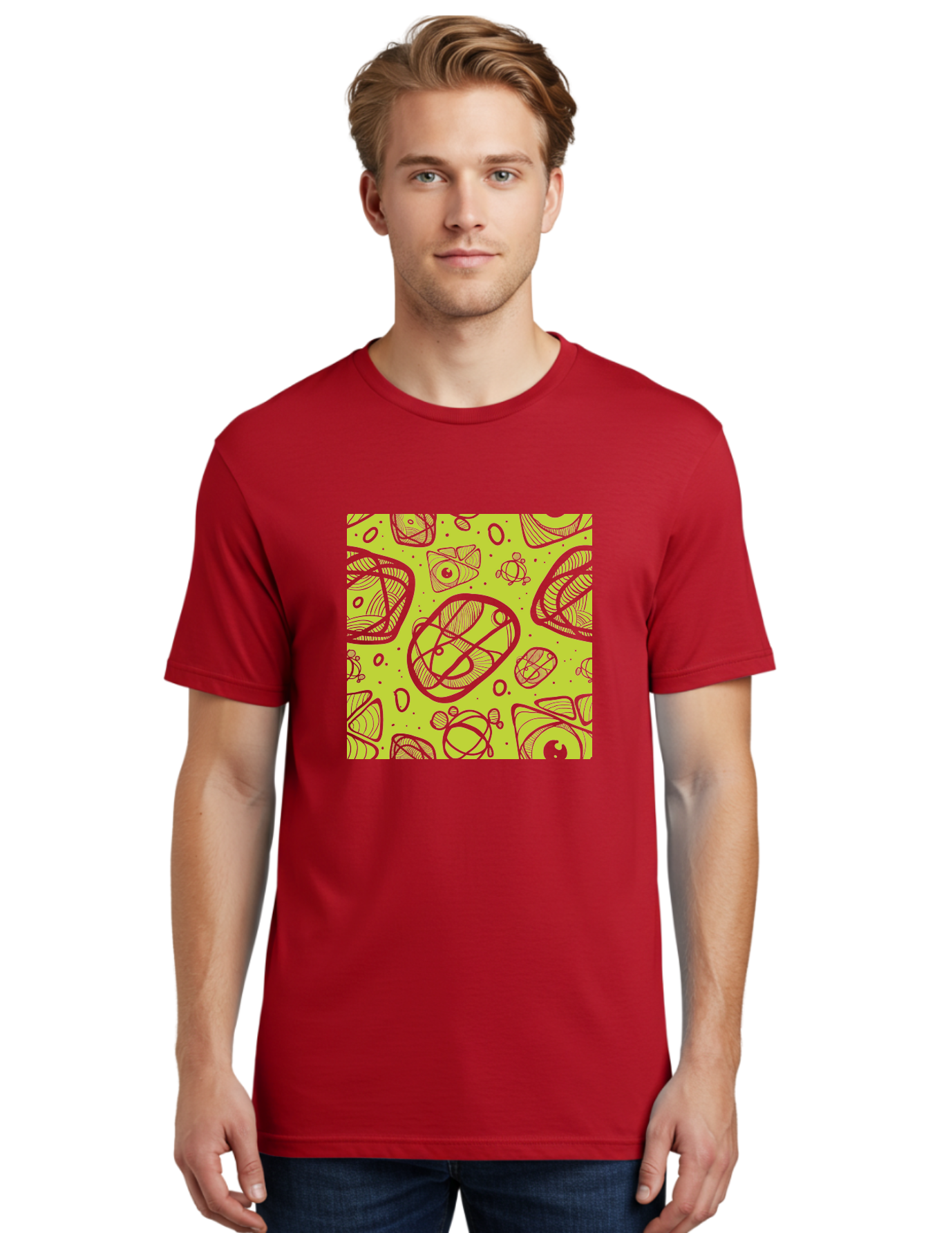 Ocean-Life Men'S Graphic Tee, 100% Cotton, Comfortable Casual Summer Wear, Machine Washable, Stylish Fish Illustrations, Ocean Creatures, Abstract Art, White Line Drawings, Playful Patterns, Whimsical Designs, Food-Inspired Artwork, Aac409 30