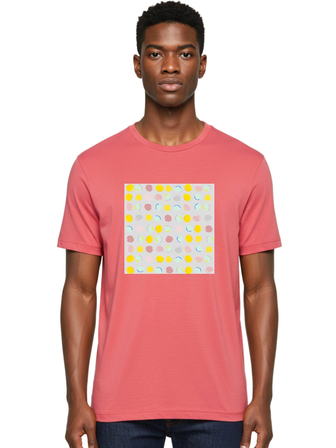 Pastel-Polka-Dots Men'S Graphic Tee, 100% Cotton, Comfortable Casual Summer Wear, Machine Washable, Pastel Colors, Abstract Design, Geometric Pattern, Colorful Dots, Creative Art, Decorative Background, Modern Style, Artistic Expression, Aac410 27