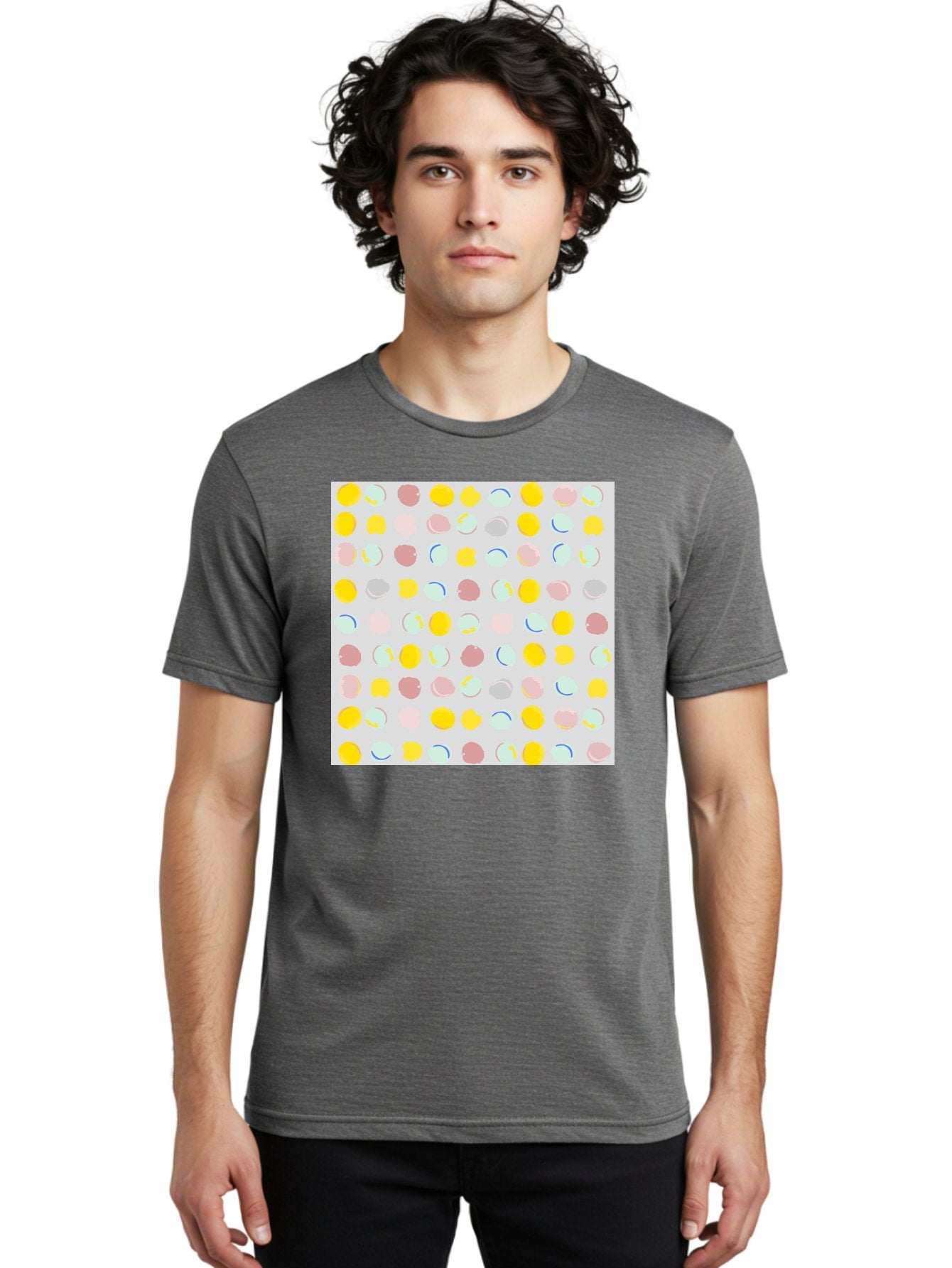 Pastel-Polka-Dots Men'S Graphic Tee, 100% Cotton, Comfortable Casual Summer Wear, Machine Washable, Pastel Colors, Abstract Design, Geometric Pattern, Colorful Dots, Creative Art, Decorative Background, Modern Style, Artistic Expression, Aac410 29