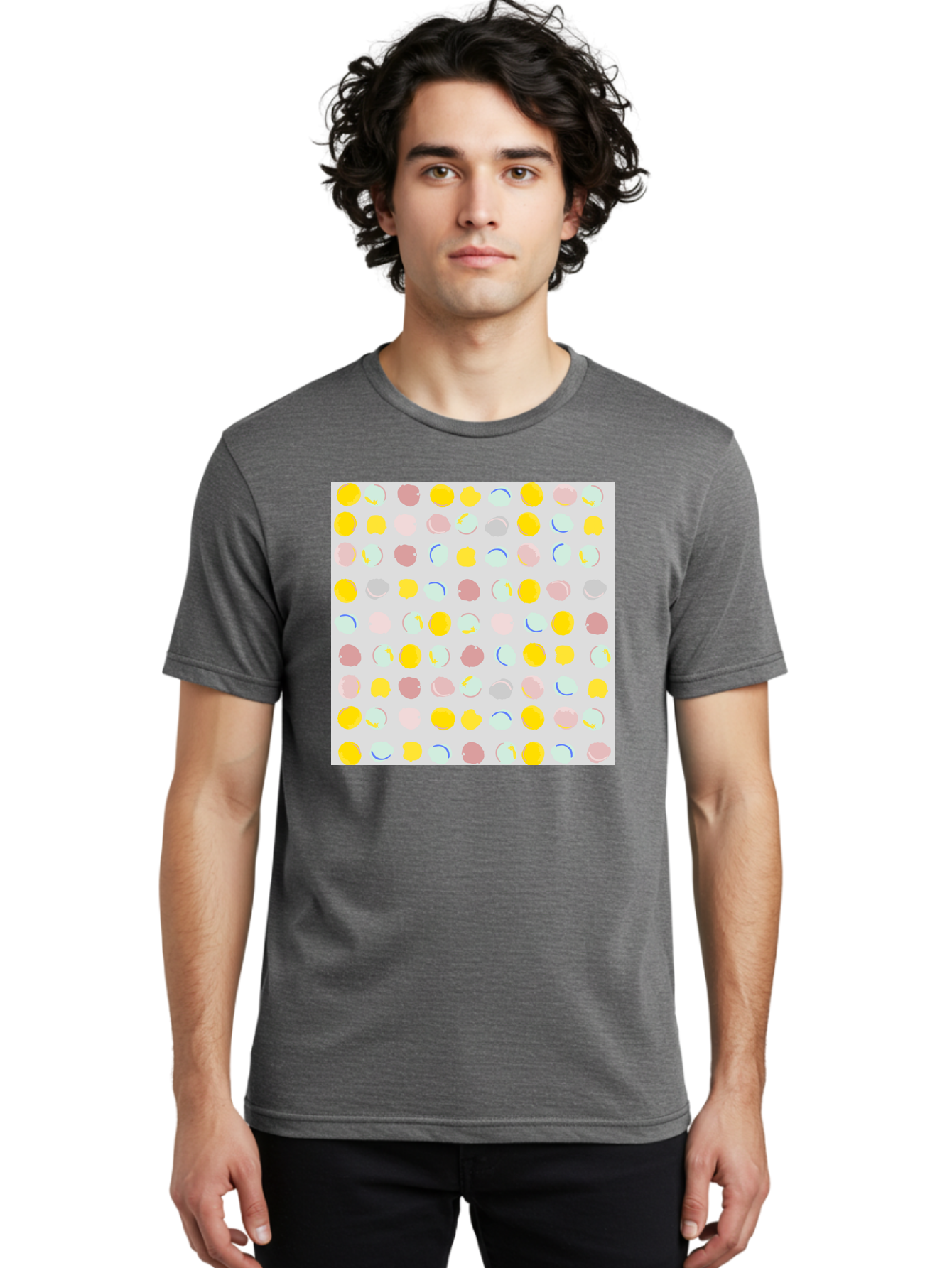Pastel-Polka-Dots Men'S Graphic Tee, 100% Cotton, Comfortable Casual Summer Wear, Machine Washable, Pastel Colors, Abstract Design, Geometric Pattern, Colorful Dots, Creative Art, Decorative Background, Modern Style, Artistic Expression, Aac410 4