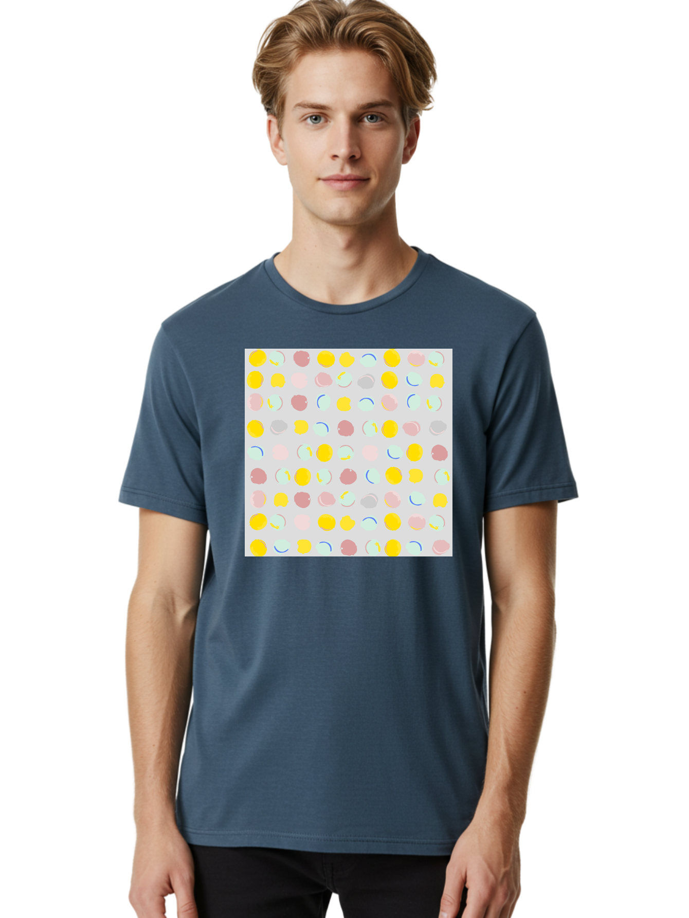 Pastel-Polka-Dots Men'S Graphic Tee, 100% Cotton, Comfortable Casual Summer Wear, Machine Washable, Pastel Colors, Abstract Design, Geometric Pattern, Colorful Dots, Creative Art, Decorative Background, Modern Style, Artistic Expression, Aac410 24