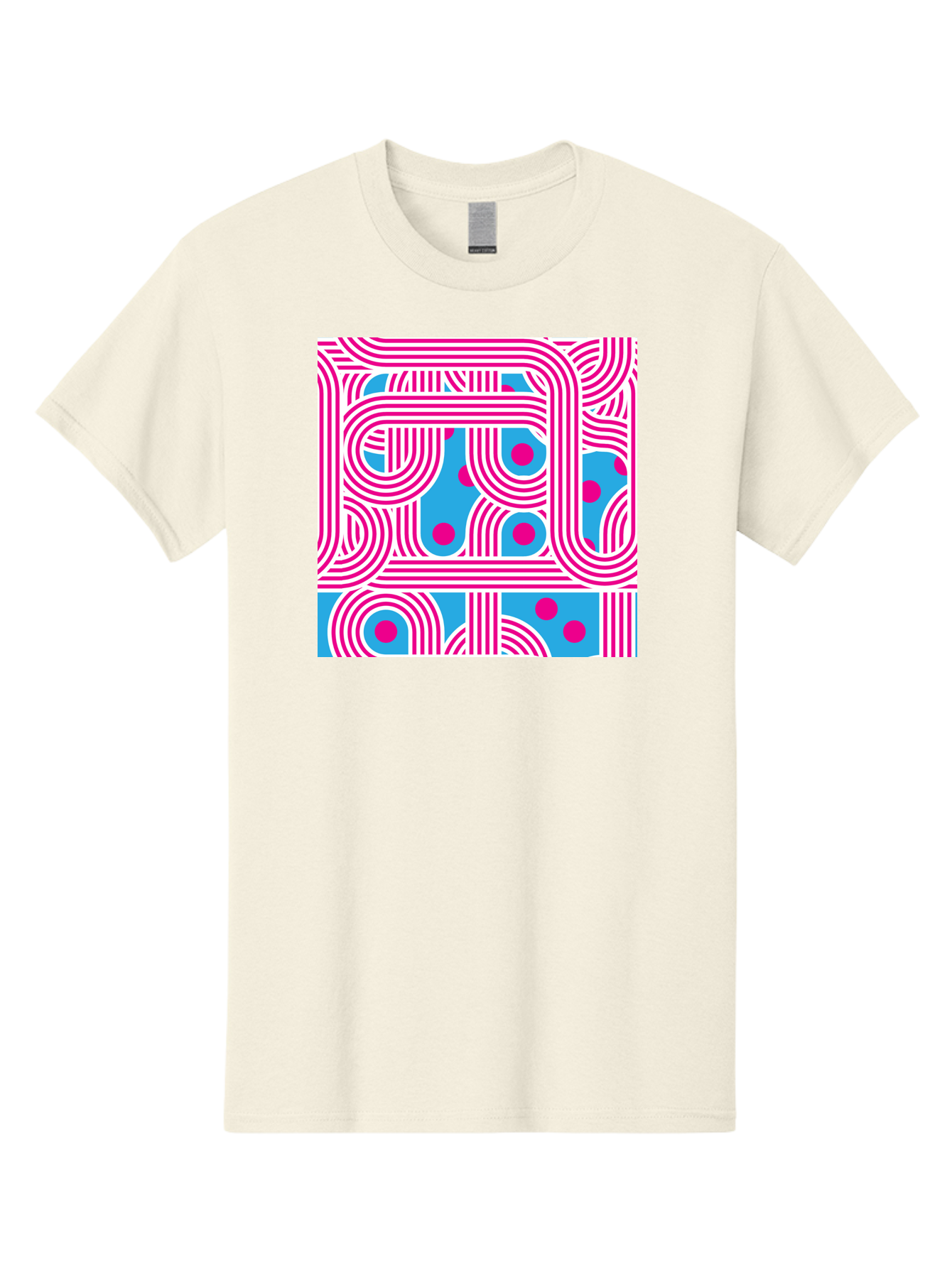 Pink-Lines-And-Dots Men'S Graphic Tee, 100% Cotton, Comfortable Casual Summer Wear, Machine Washable, Pink Lines Pattern, Blue Background, Geometric Shapes, Abstract Design, Vibrant Colors, Modern Art, Playful Graphics, Contemporary Style Aac411 19