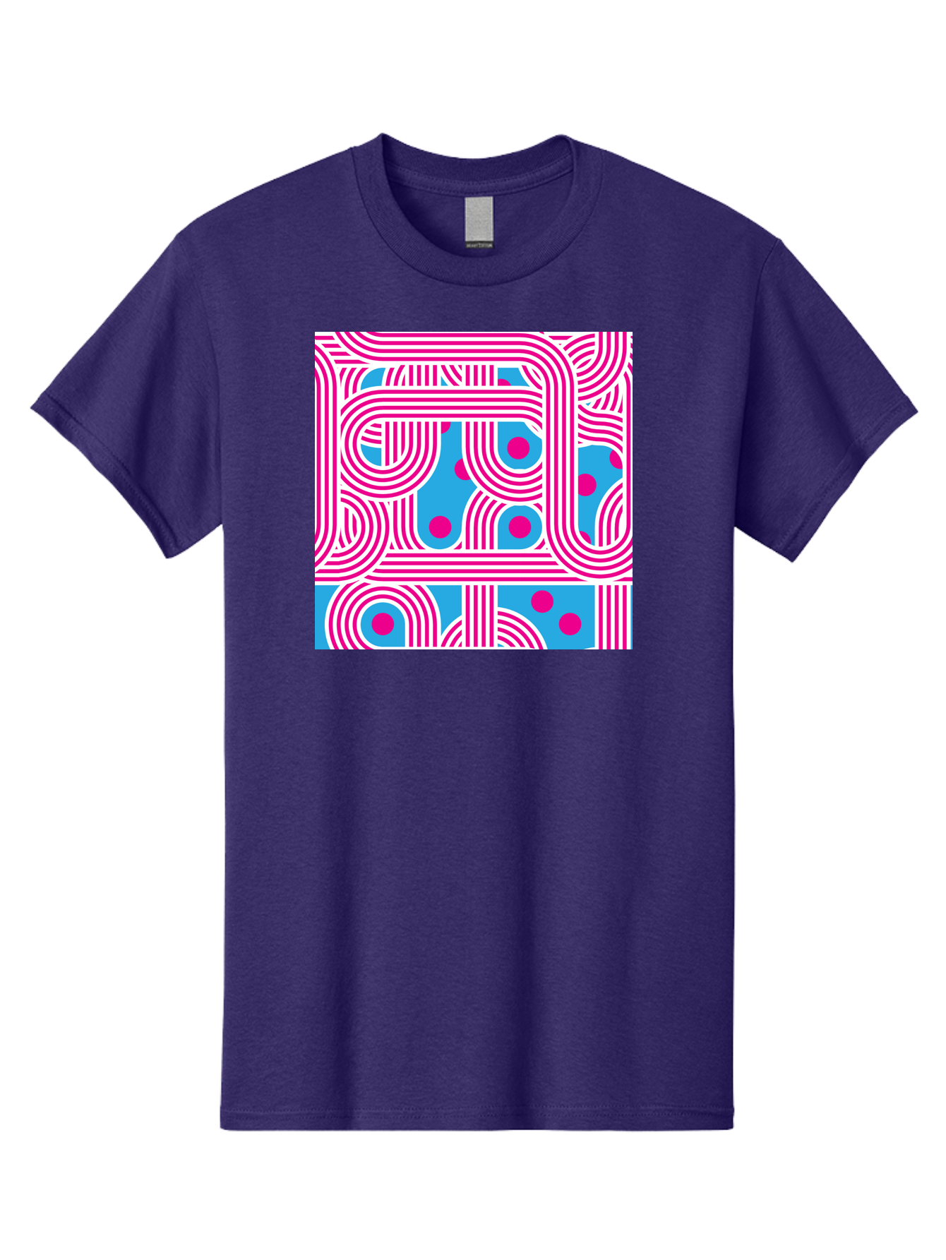 Pink-Lines-And-Dots Men'S Graphic Tee, 100% Cotton, Comfortable Casual Summer Wear, Machine Washable, Pink Lines Pattern, Blue Background, Geometric Shapes, Abstract Design, Vibrant Colors, Modern Art, Playful Graphics, Contemporary Style Aac411 29