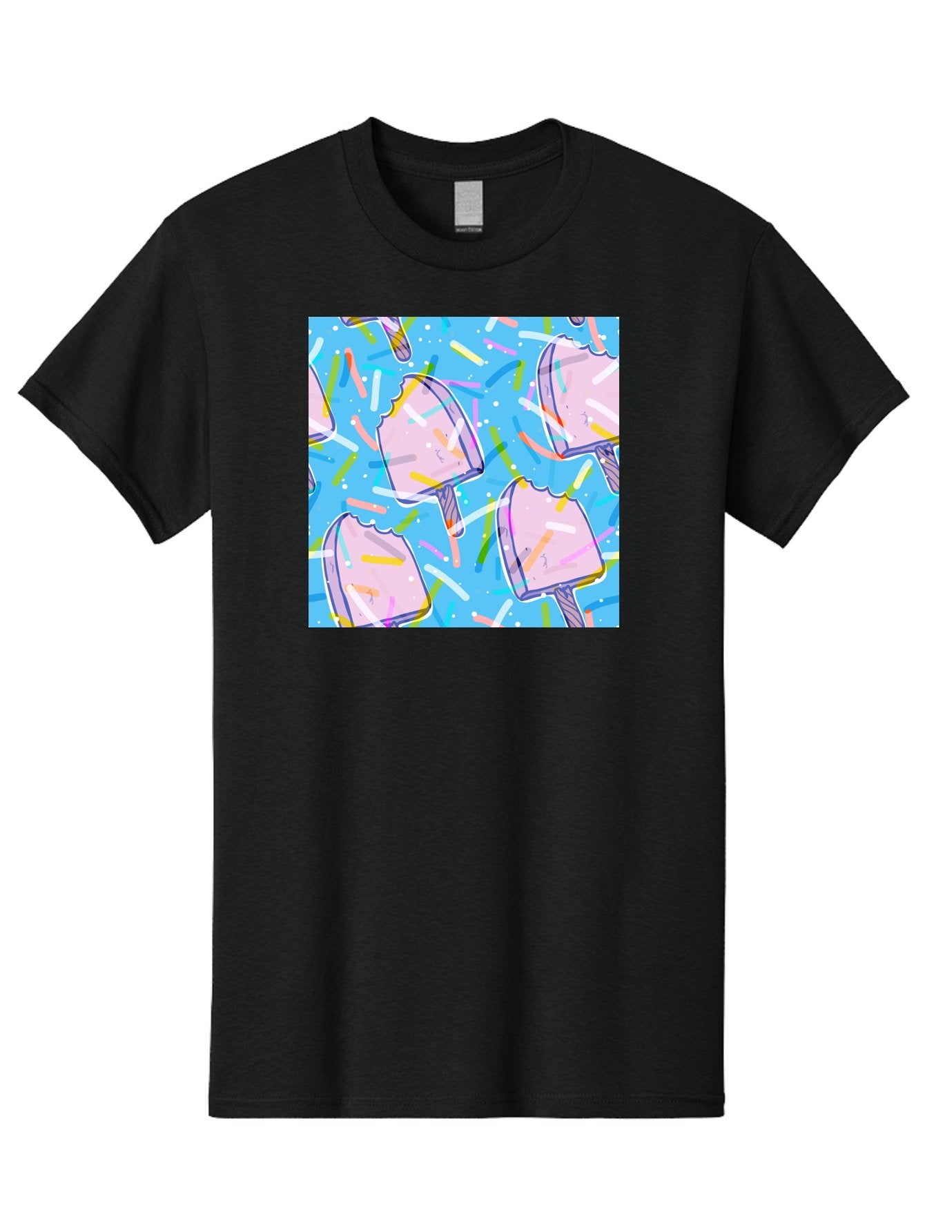 Pink-Popsicles Men'S Graphic Tee, 100% Cotton, Comfortable Casual Summer Wear, Machine Washable, Pink Ice Cream, Ice Pops, Colorful Sprinkles, Sweet Treats, Summer Fun, Candy Coating, Pastel Colors, Festive Atmosphere, Party Theme Aac412 15