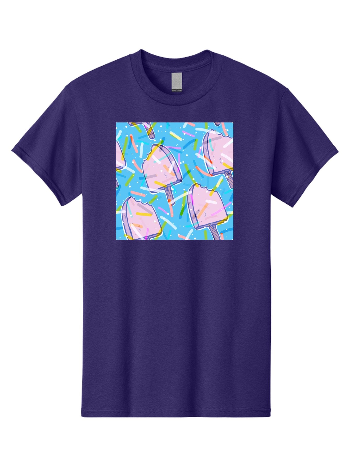 Pink-Popsicles Men'S Graphic Tee, 100% Cotton, Comfortable Casual Summer Wear, Machine Washable, Pink Ice Cream, Ice Pops, Colorful Sprinkles, Sweet Treats, Summer Fun, Candy Coating, Pastel Colors, Festive Atmosphere, Party Theme Aac412 10