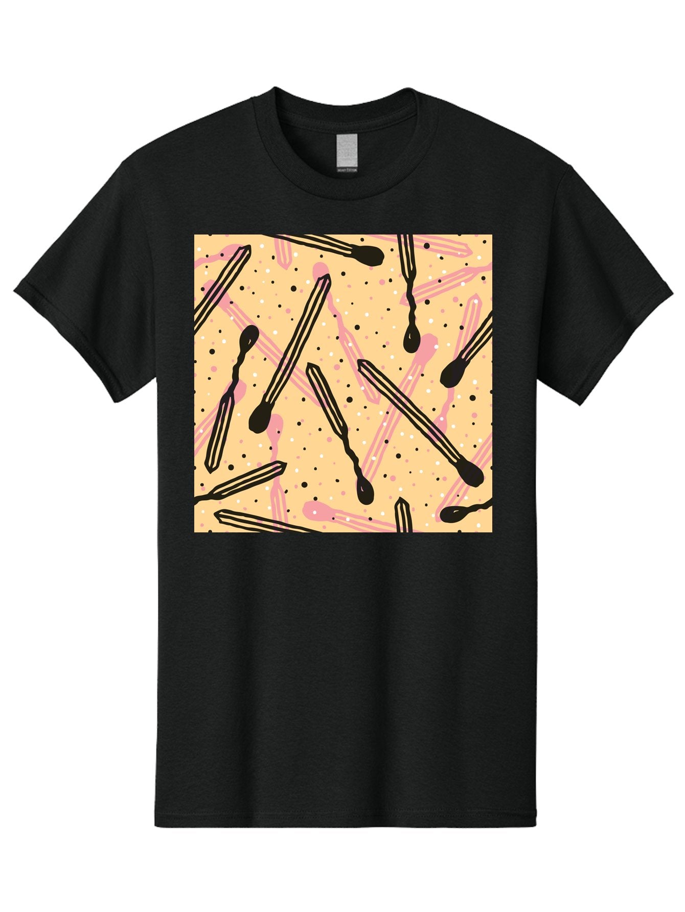 Pipettes Men'S Graphic Tee, 100% Cotton, Comfortable Casual Summer Wear, Machine Washable, Lip Gloss, Makeup, Beauty Products, Cosmetic Design, Abstract Pattern, Trendy Colors, Pink And Black Accents, Yellow Background, Fashion Texture, Aac414 13