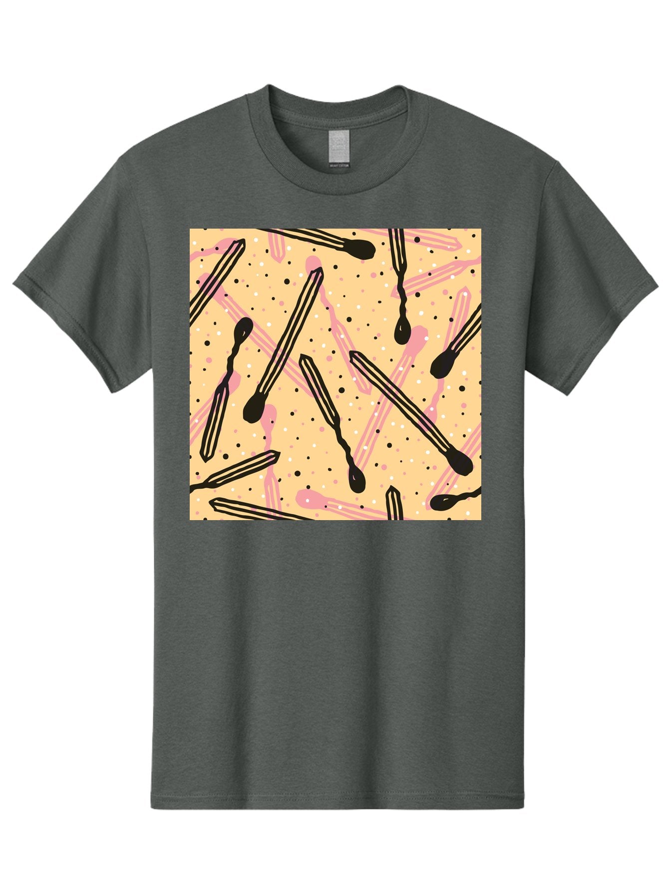 Pipettes Men'S Graphic Tee, 100% Cotton, Comfortable Casual Summer Wear, Machine Washable, Lip Gloss, Makeup, Beauty Products, Cosmetic Design, Abstract Pattern, Trendy Colors, Pink And Black Accents, Yellow Background, Fashion Texture, Aac414 11