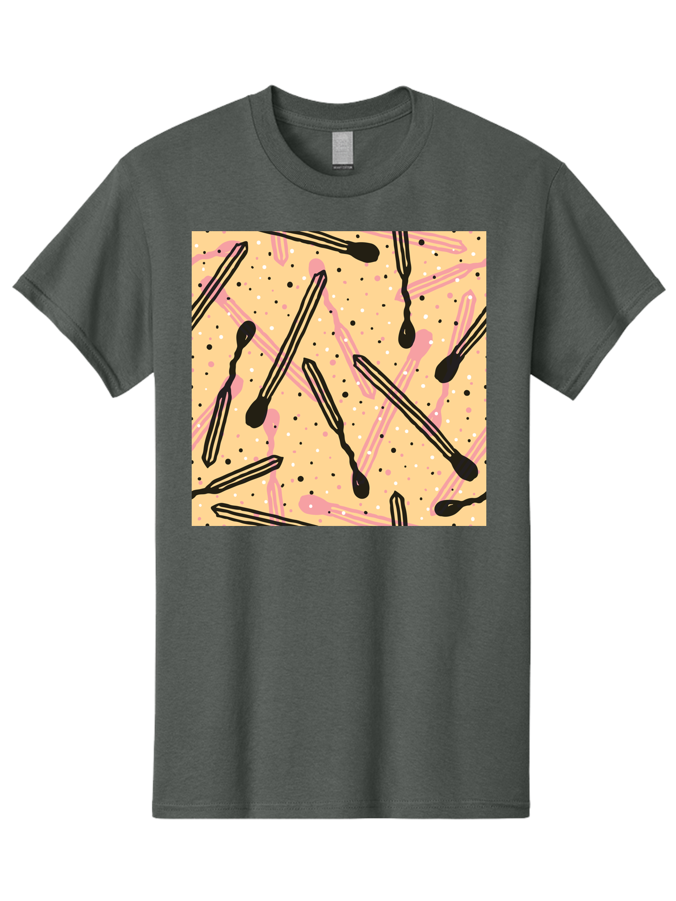 Pipettes Men'S Graphic Tee, 100% Cotton, Comfortable Casual Summer Wear, Machine Washable, Lip Gloss, Makeup, Beauty Products, Cosmetic Design, Abstract Pattern, Trendy Colors, Pink And Black Accents, Yellow Background, Fashion Texture, Aac414 7